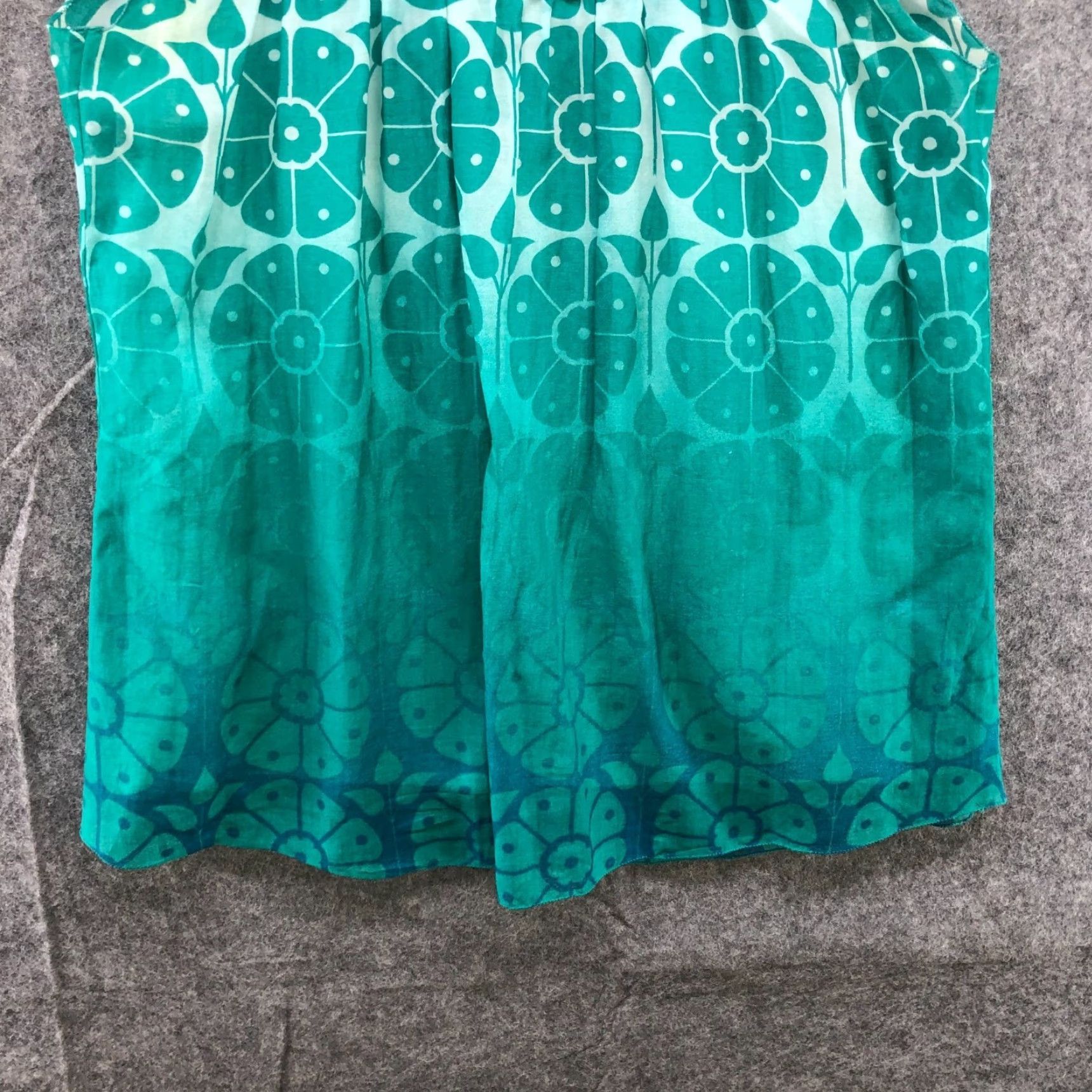 Vintage Studio M Womens Blouse Cotton Silk Floral Scoop Neck Short Sleeve Size S Teal Bohemian Casual Shirt Size S / US 4 / IT 40 - 4 Thumbnail