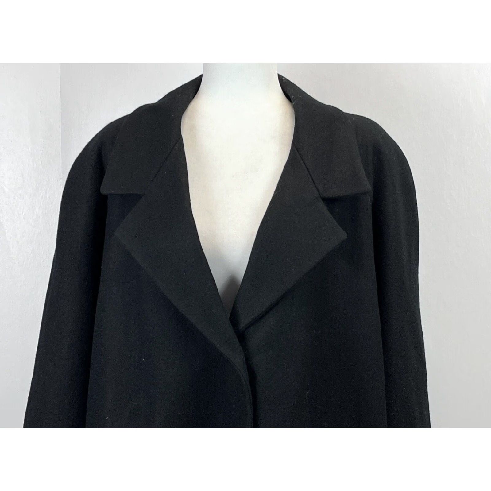 Vintage Stephanie Matthews Woman Wool Coat Sz 1X Plus GUC Black Mid Length Size XL / US 12-14 / IT 48-50 - 5 Thumbnail