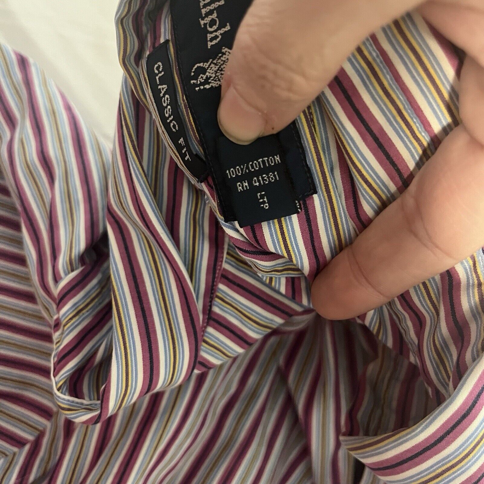 Ralph Lauren Classic Fit 100% Cotton Oxford Purple Striped Preppy Size US XXL / EU 58 / 5 - 8 Thumbnail