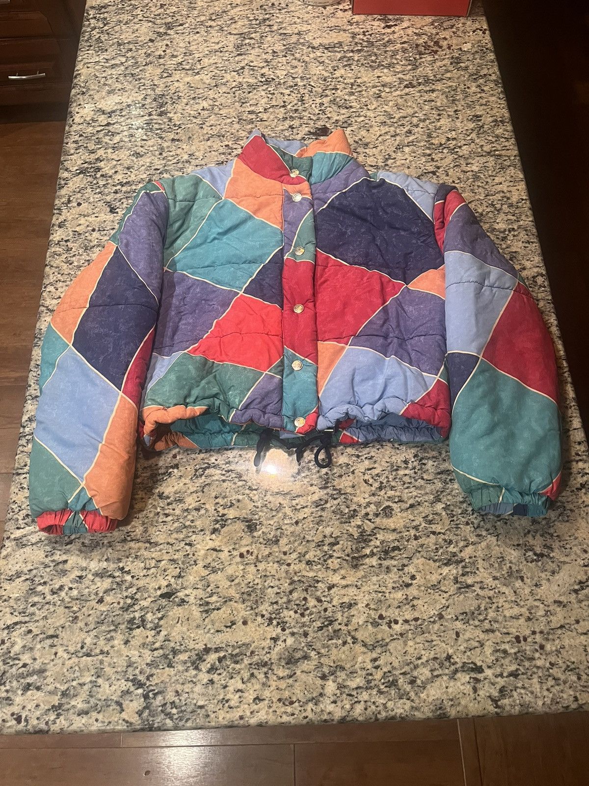 image of Giorgio Armani 1990S Armani Multi-Colored Cropped Puffer Jacket, Men's (Size Small)