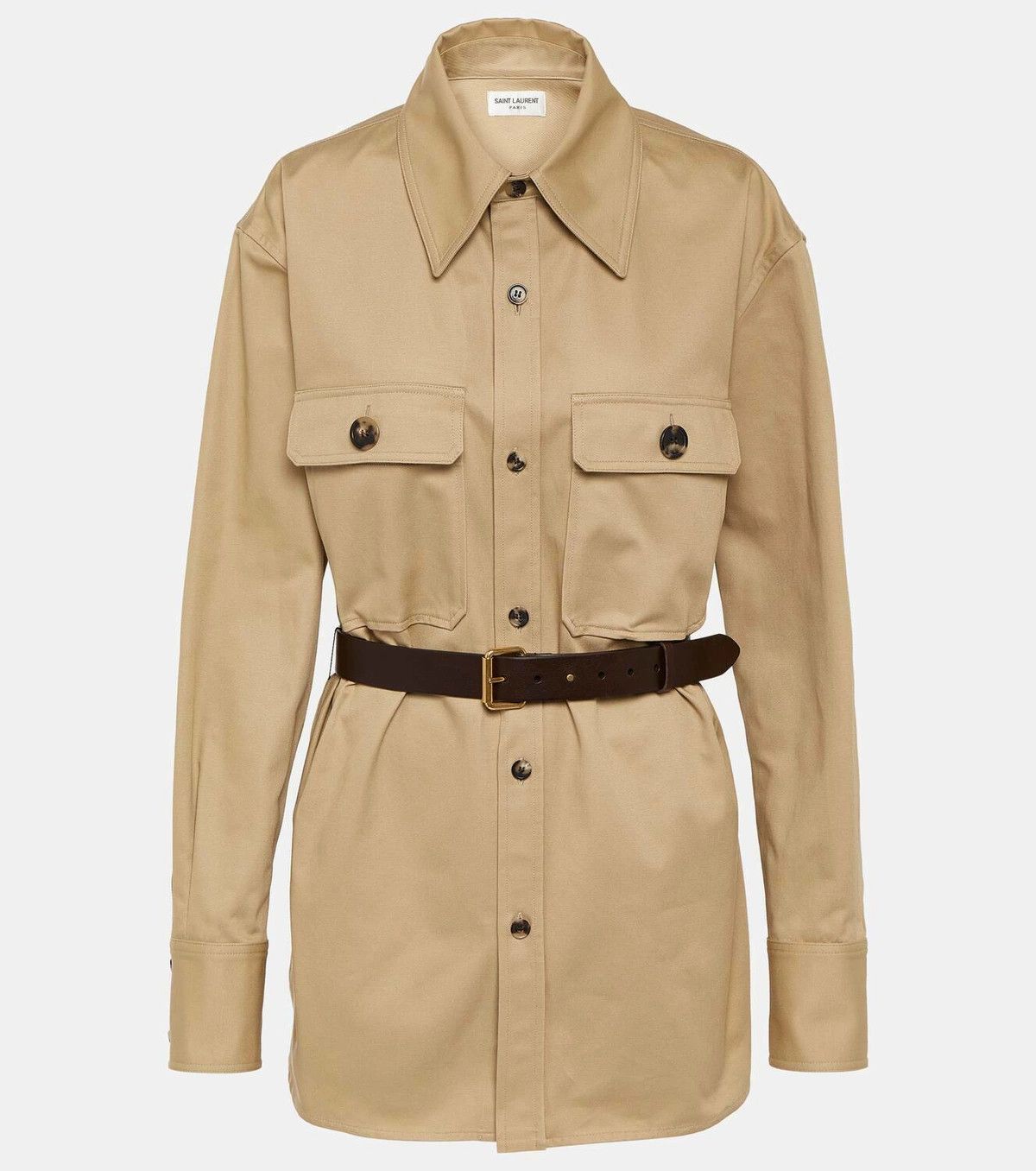 Saint Laurent Paris o1y0126 Solid Color Shirt in Beige Size S / US 4 / IT 40 - 1 Thumbnail