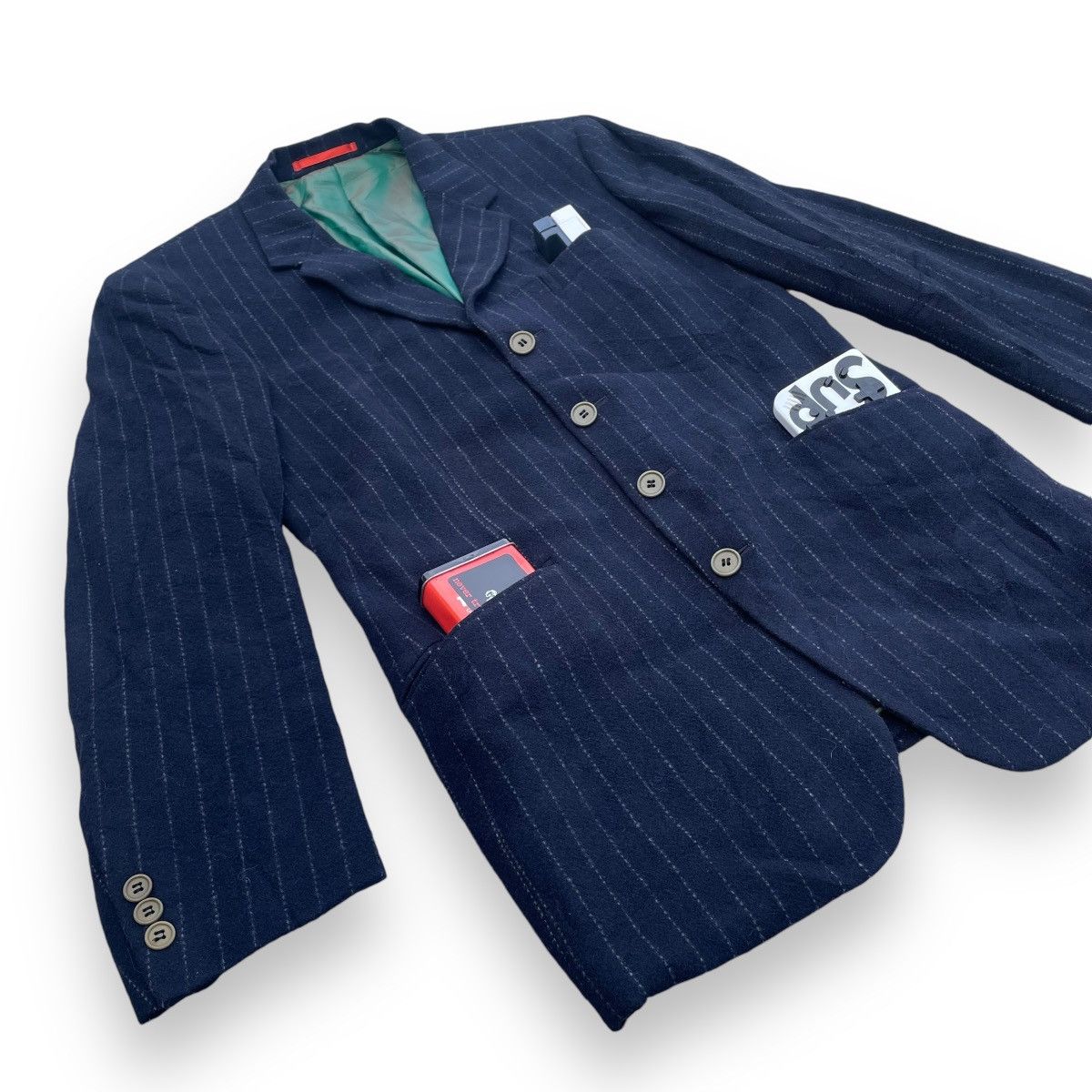 Paul Smith × Vintage PAUL SMITH LONDON STRIPES PADDED WOOL BLAZER JACKET Size US M / EU 48-50 / 2 - 4 Thumbnail