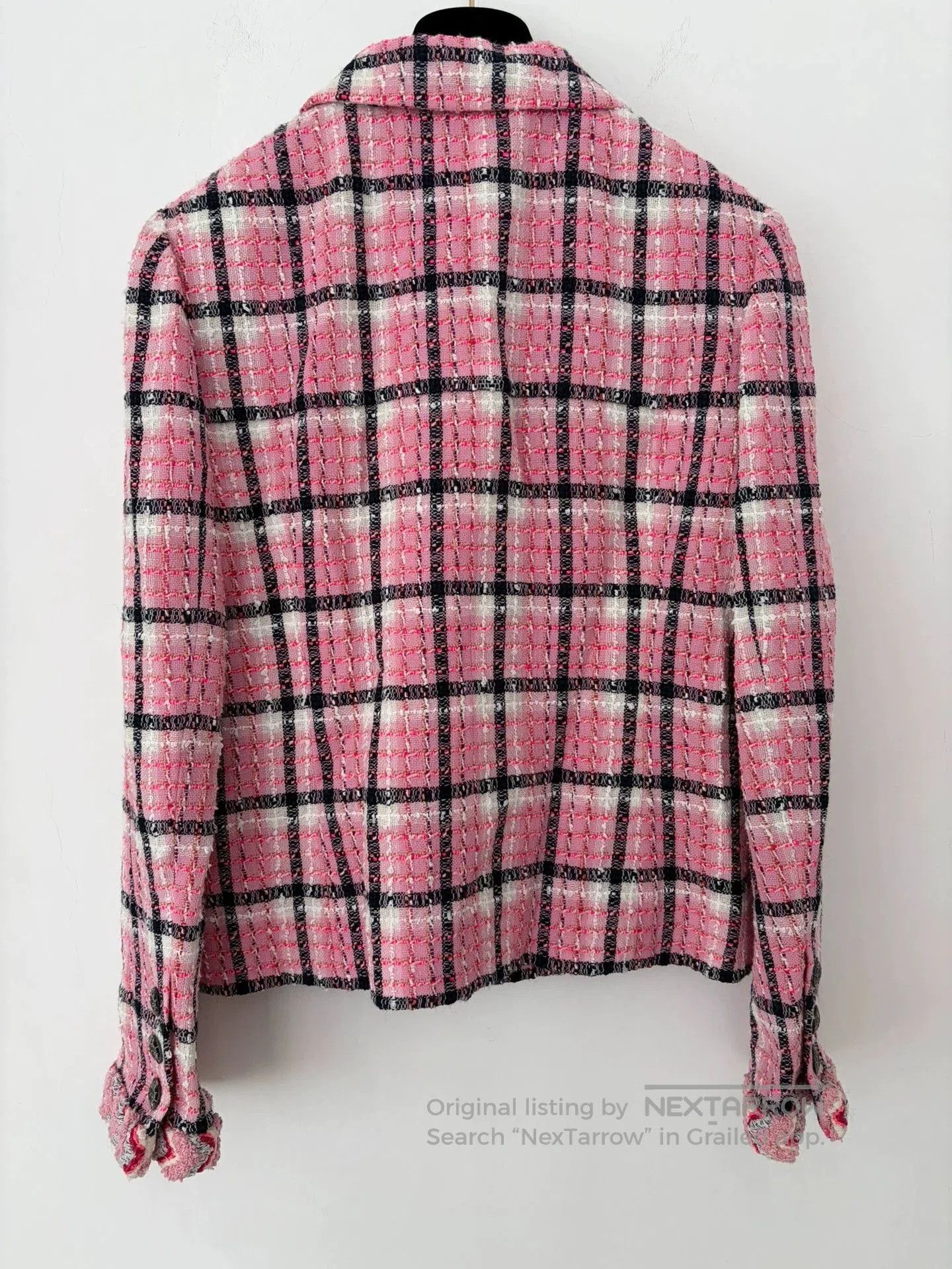 Chanel Chanel Pink Plaid Tweed Stand-Collar Jacket. Size US S / EU 44-46 / 1 - 2 Thumbnail