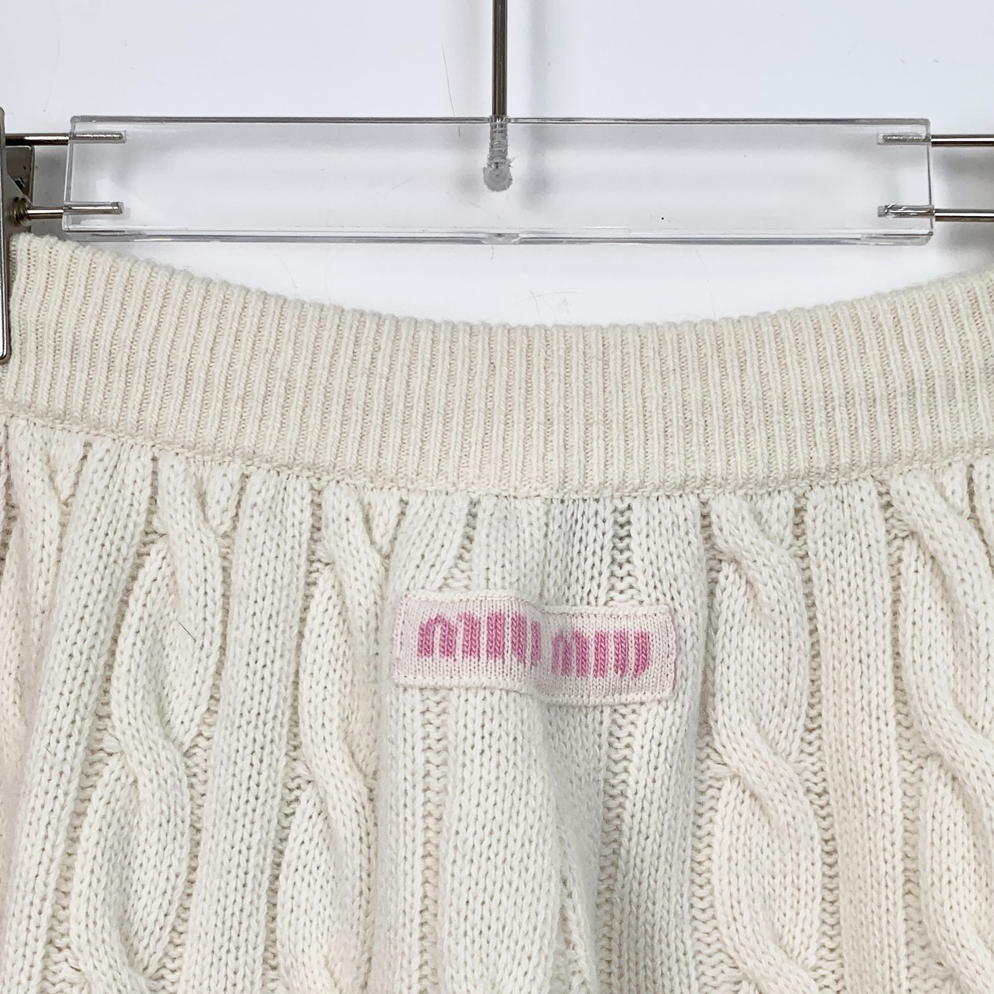 Miu Miu Miu Miu Off-White Cable Knit Track Pants With Pink Stripes S Size 25" / US 0 / IT 36 - 4 Thumbnail