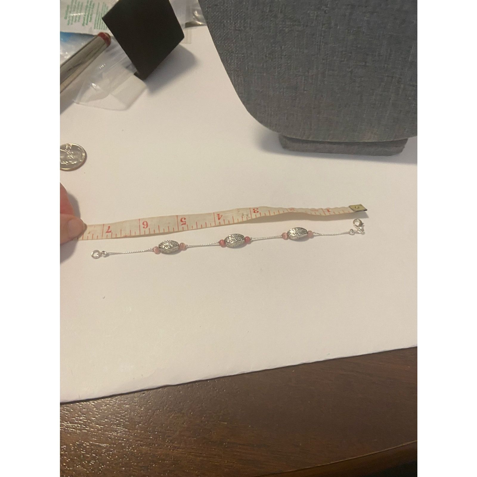 Other Chain bracelet silver tone pink beads Size ONE SIZE - 6 Thumbnail