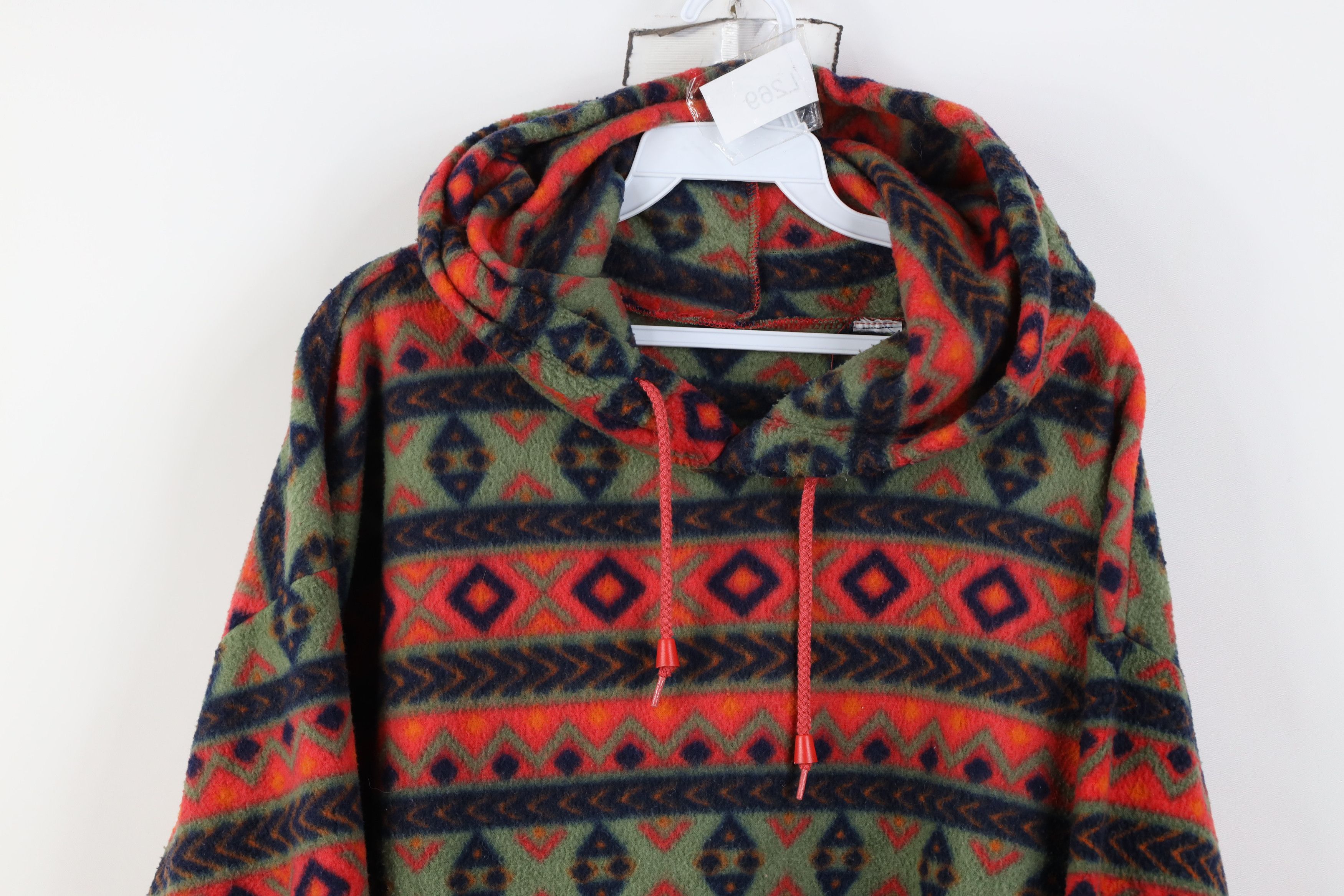 Vintage 90s Streetwear Southwestern Fair Isle Fleece Hoodie