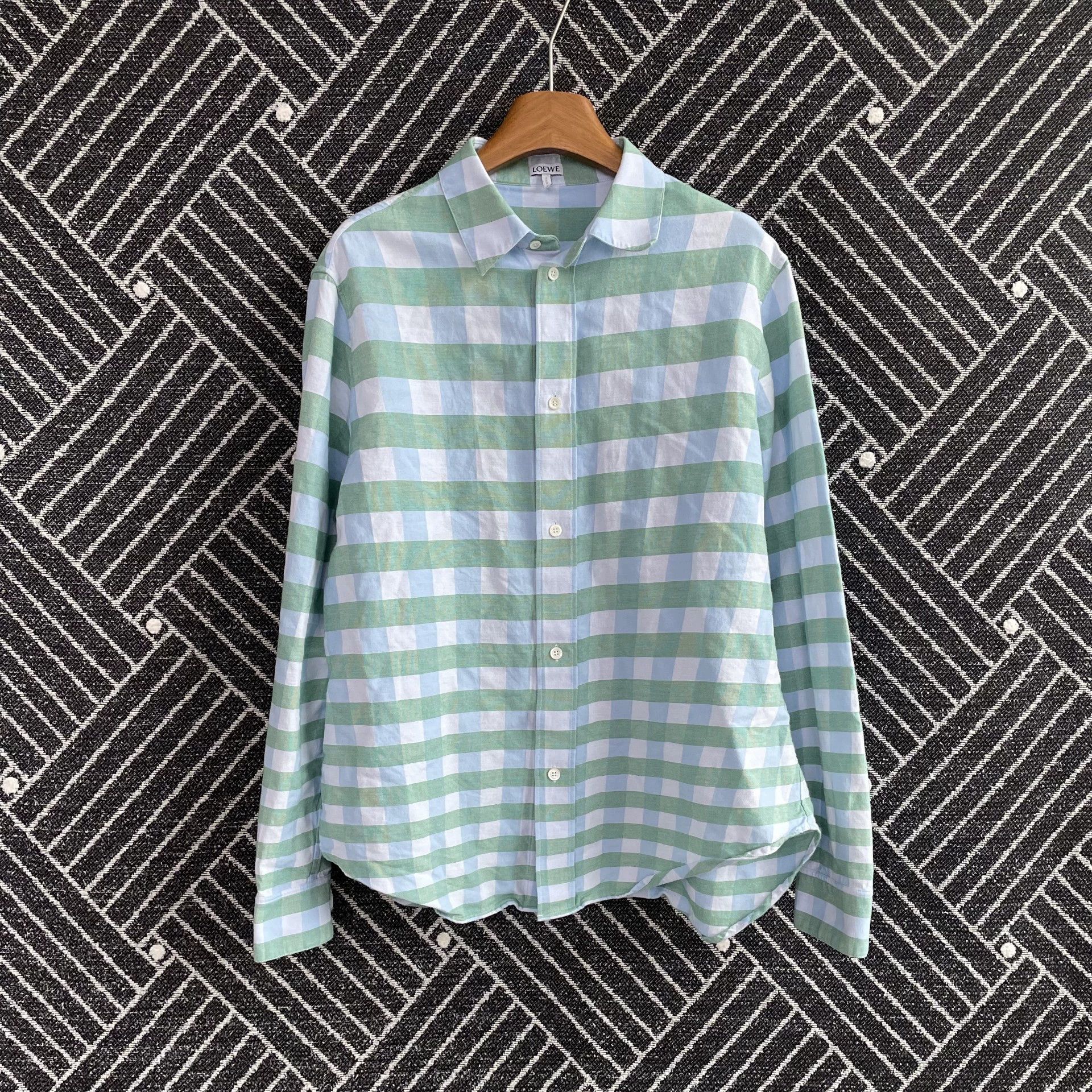 Loewe Loewe SS24 Unisex Blue Green Check Shirt 98 New 38 Size US S / EU 44-46 / 1 - 1 Thumbnail