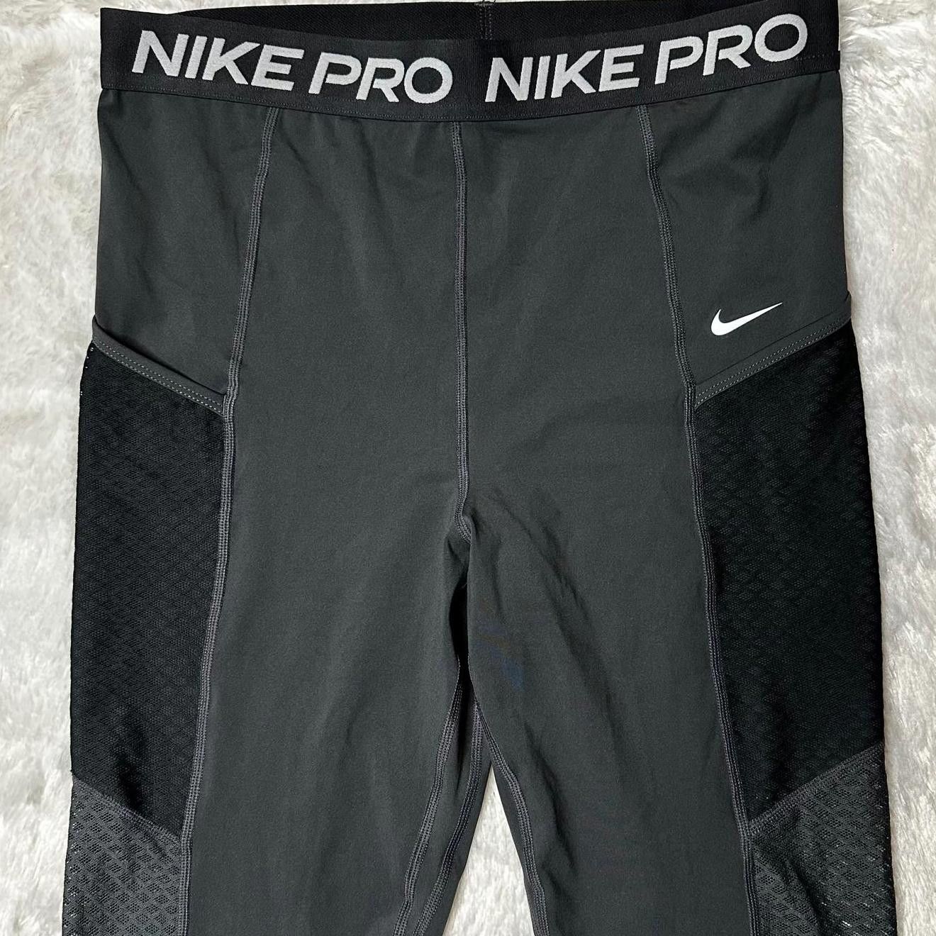 Nike Nike Pro Dri Fit Mesh Inset Crop Leggings Black Women's L Size 36" / US 14 / IT 50 - 3 Thumbnail