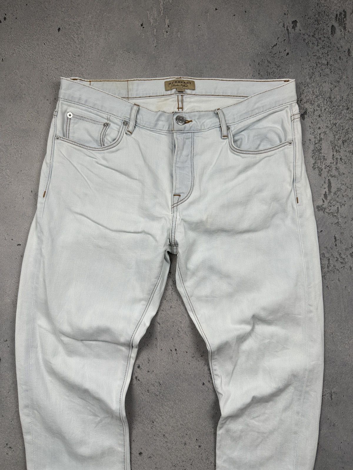 Burberry Burberry London England White Straight Selvedge Denim Jeans Size US 33 - 3 Thumbnail