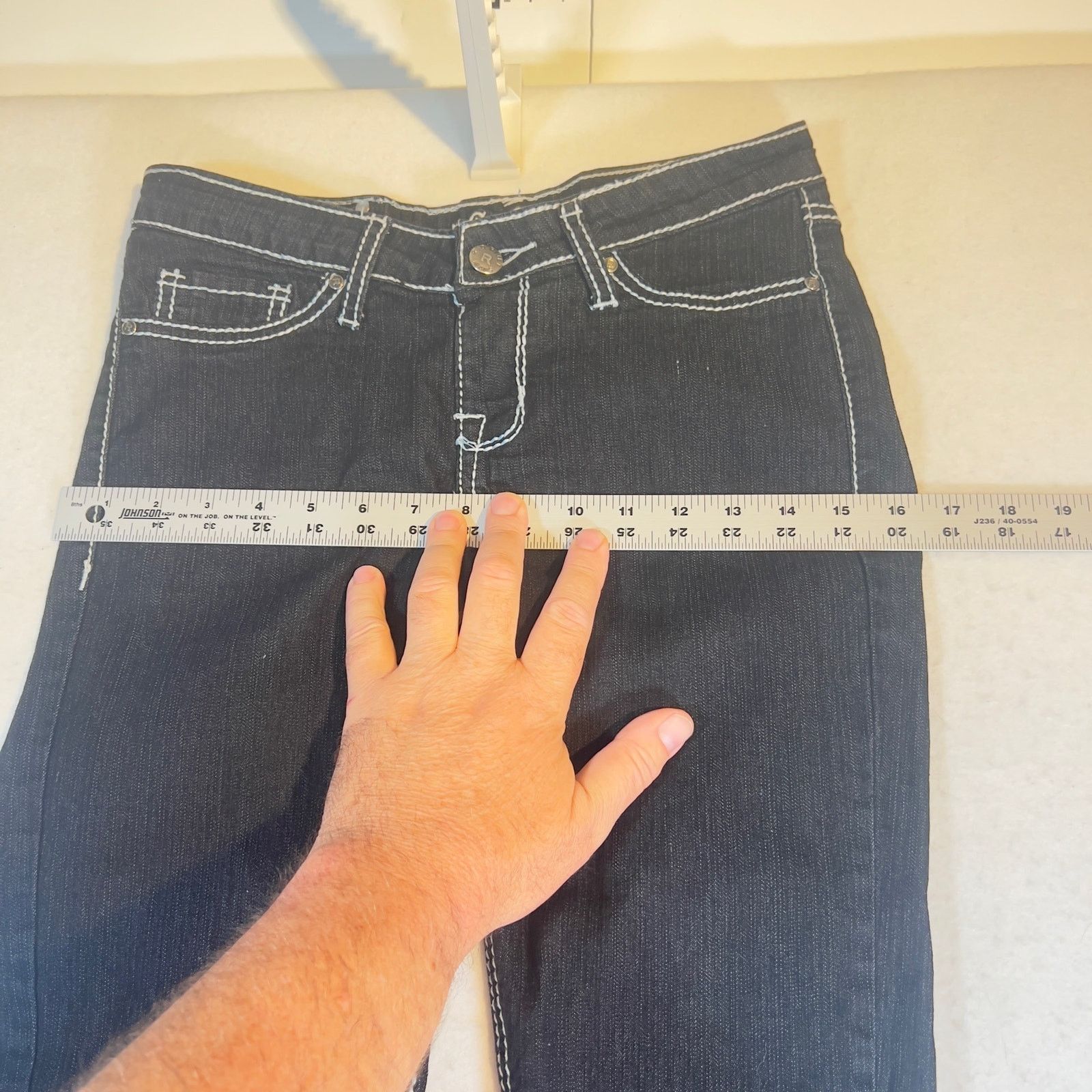 Other Red Rivet Jeans Woman's Medium Black/ White Stitch 29W x 30L Size 29" - 7 Thumbnail