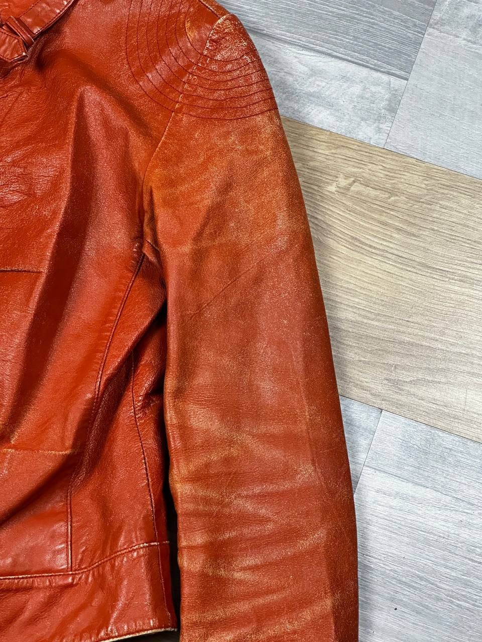 Leather Vintage Slim Bomber Cropped Leather Jacket Grunge Size S / US 4 / IT 40 - 6 Thumbnail