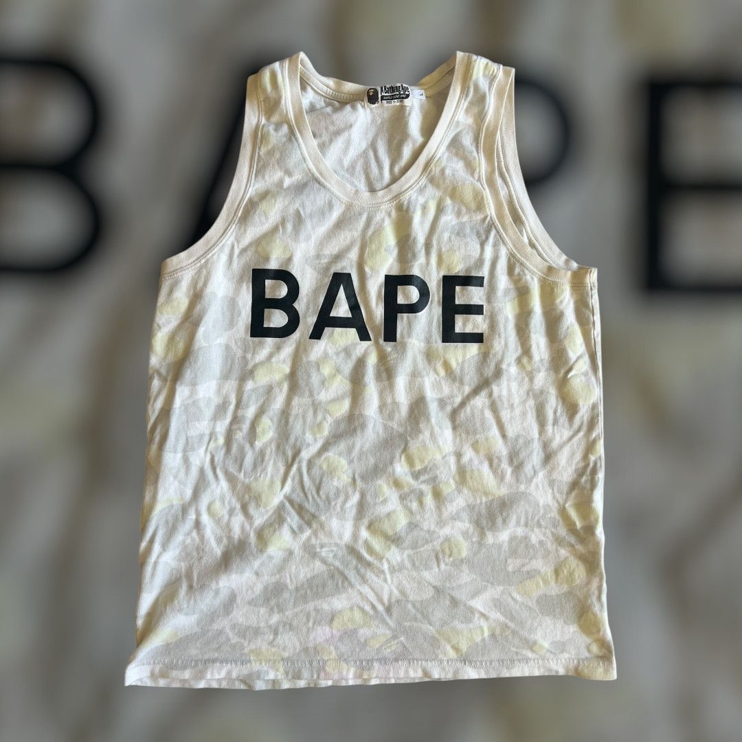 2010's Size Large A Bathing Ape BAPE white GITD tank top