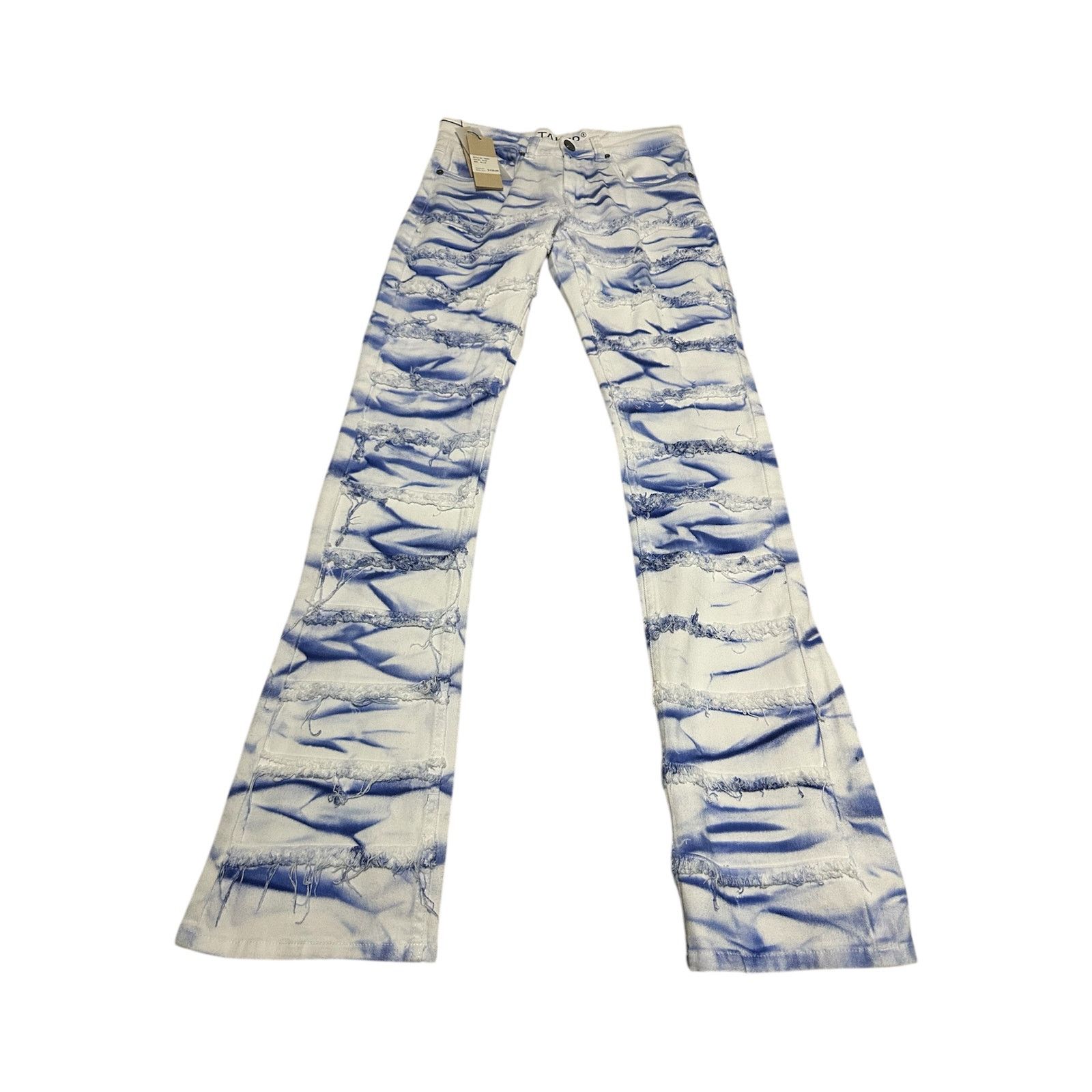 Other TAKER Blue Tie Dye Ripped Flare Jeans 29x36 Streetwear Size US 29 - 1 Thumbnail