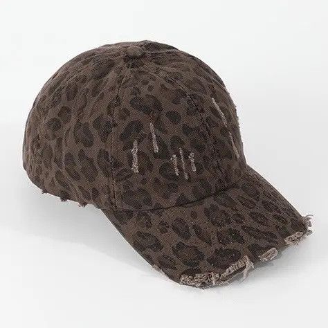 Japanese Brand Retro punk vintage leopard distressed raw cap hat Size ONE SIZE - 1 Thumbnail