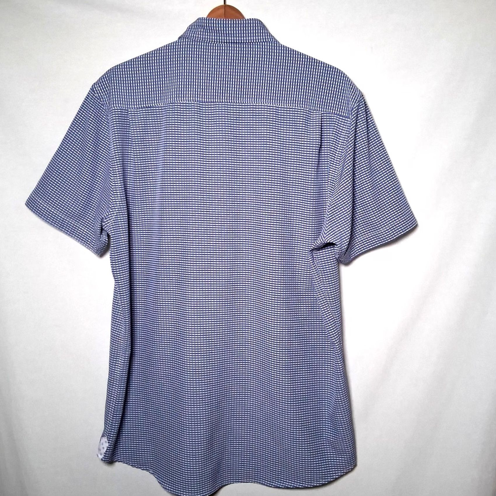 Vintage International Report Shirt L Blue Gingham Check Performance Mens Size US L / EU 52-54 / 3 - 2 Thumbnail