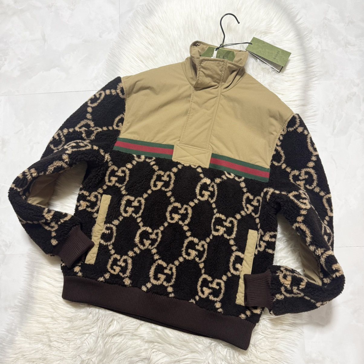 Gucci with tags. Gucci Jacquard GG Pattern Sherry Line Half-Zip Size US S / EU 44-46 / 1 - 9 Thumbnail