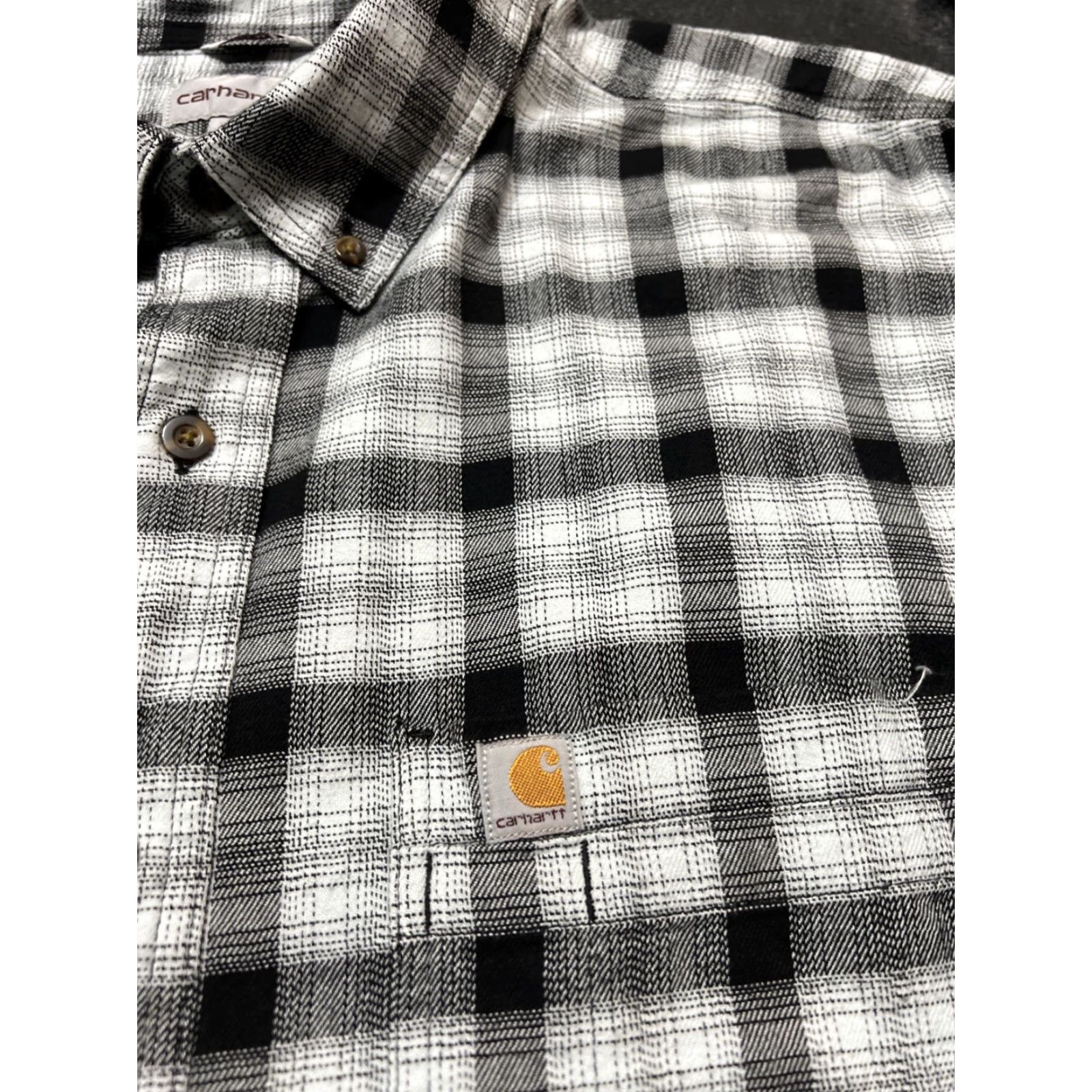 Carhartt Carhartt Button-Up Shirt Plaid Long Sleeve Relaxed Fit Mens 2XL Black & White Size US XXL / EU 58 / 5 - 2 Thumbnail