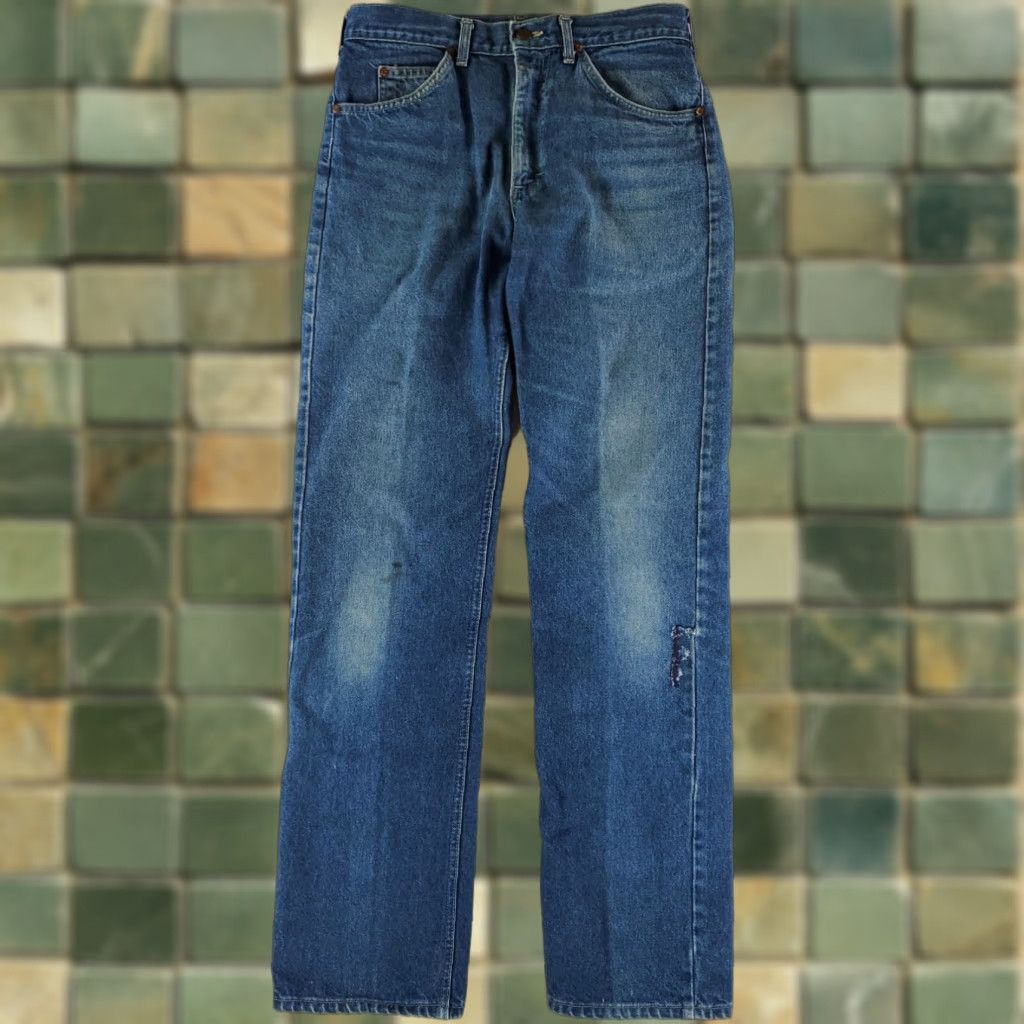 Lee VINTAGE Lee Riders VTG 70s Whiskering Faded Mended Mens Jeans 32x34 Regular Blue Denim Straight 70s Mens Size ONE SIZE - 1 Thumbnail
