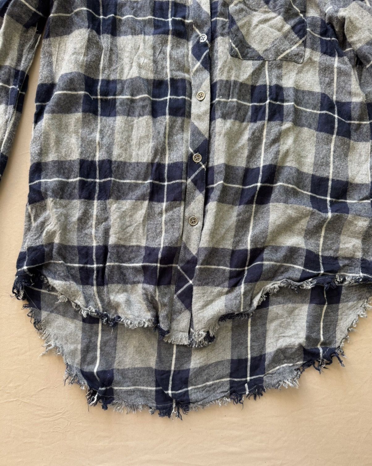 Other Catherine Malandrino Fringed Plaid Flannel Shirt Size S / US 4 / IT 40 - 6 Thumbnail