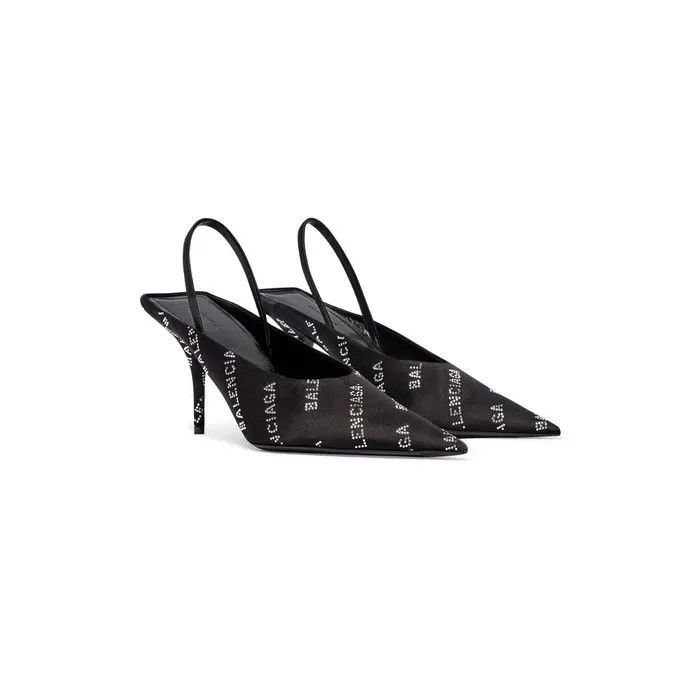 Balenciaga o1bcso1str0226Square Knife Slingback 80mm Mules Rhinestones Size US 11 / IT 41 - 2 Thumbnail