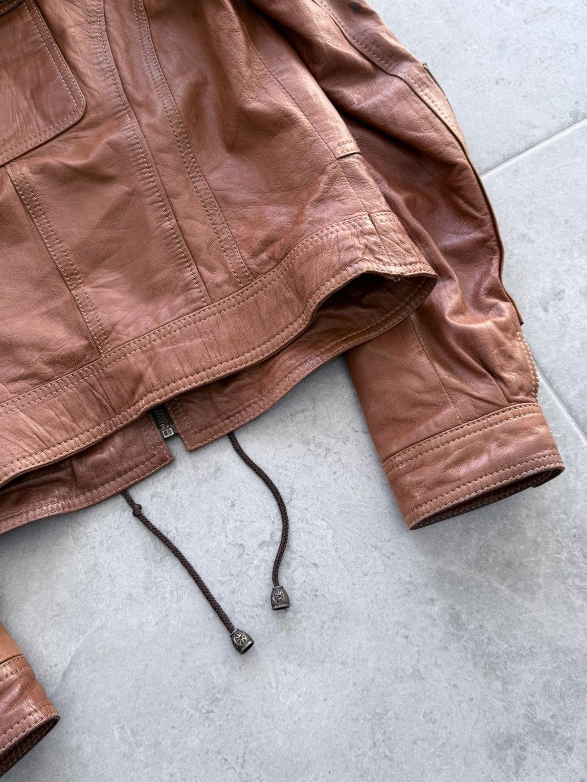 Just Cavalli 2000s Cavalli Cargo Fur Hood Leather Jacket Size S / US 4 / IT 40 - 9 Thumbnail