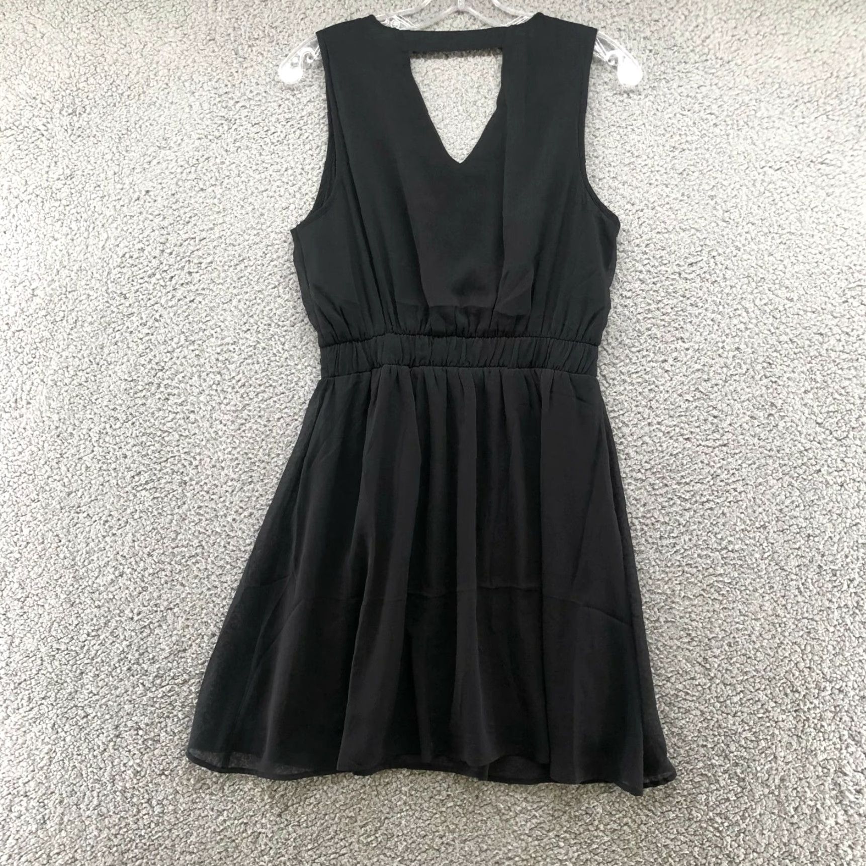 Vintage Vero Moda Cocktail Dress Womens S Cut Out Back Sequin Shoulders A-line Dress Short Black Sleeveless Party/Cocktail Formal 90s? Size S / US 4 / IT 40 - 2 Thumbnail