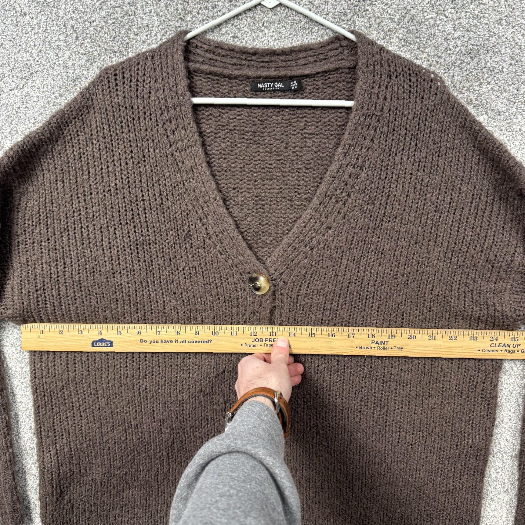 Nasty Gal Nasty Gal Cardigan Sweater M Women's Brown Knit V-Neck Button Front All Seasons Cozy Lightweight Academia/Grandpa Style（Cardigan） Size M / US 6-8 / IT 42-44 - 3 Thumbnail