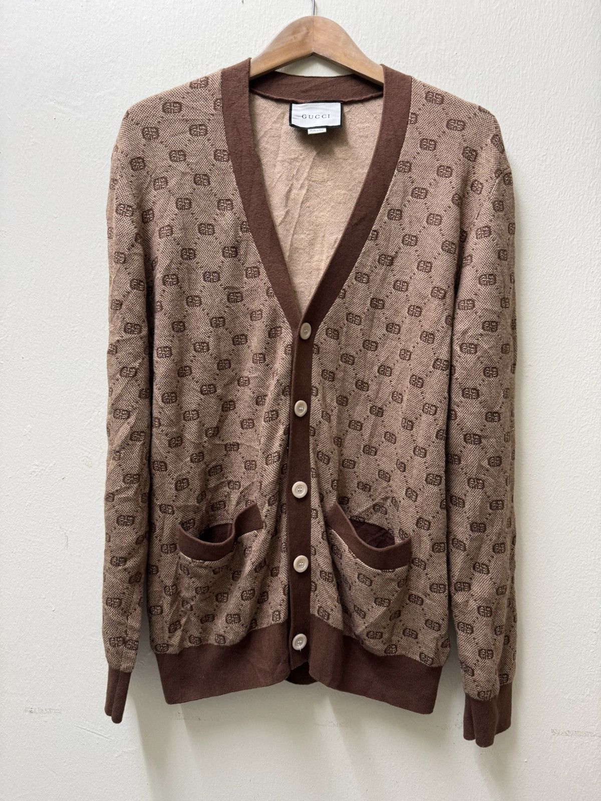 Gucci Gucci cardigan featuring an all-over monogram GG jacquard Size US XL / EU 56 / 4 - 10 Thumbnail