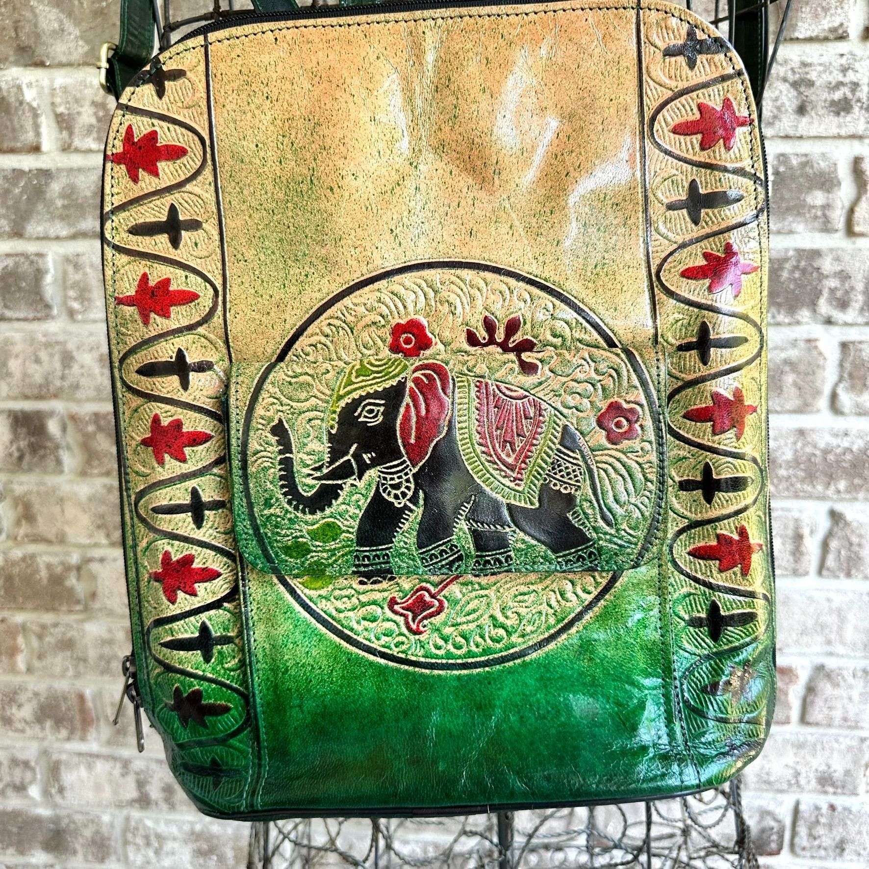 Other Shantiniketan Elephant Embossed Leather Backpack Handmade in Size ONE SIZE - 2 Thumbnail