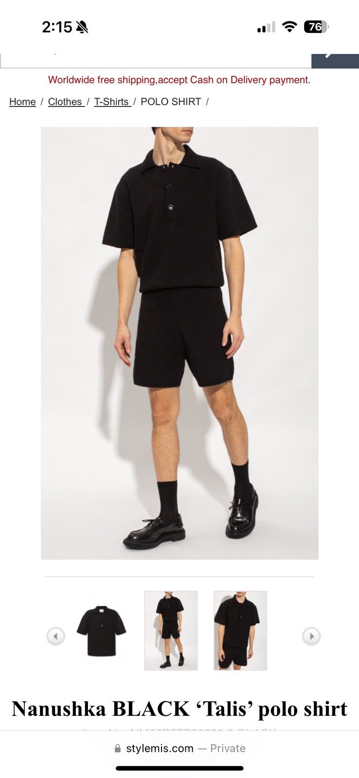 Nanushka Nanushka Crochet Black Cotton Polo Size US M / EU 48-50 / 2 - 2 Thumbnail