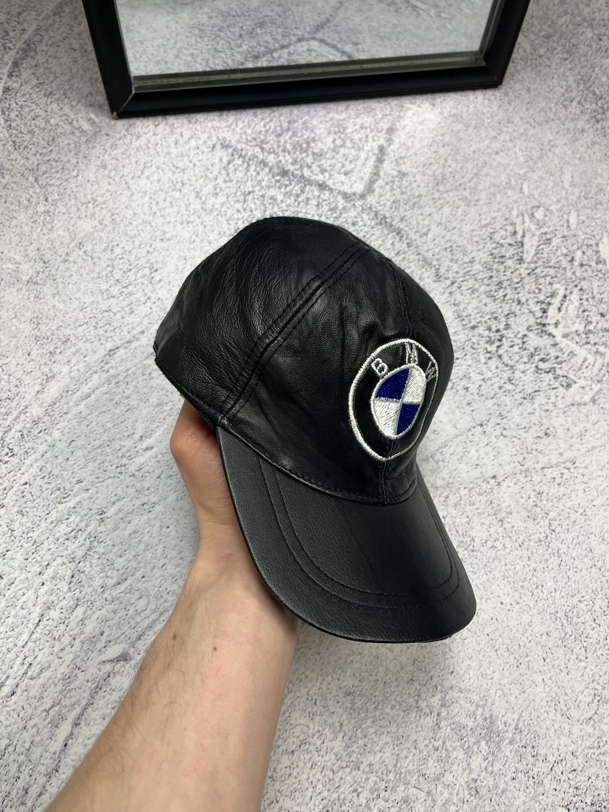 Vintage Vintage BMW Leather Racing Cap Hat Moto 90’s Grand Prix Y2k Size ONE SIZE - 3 Thumbnail