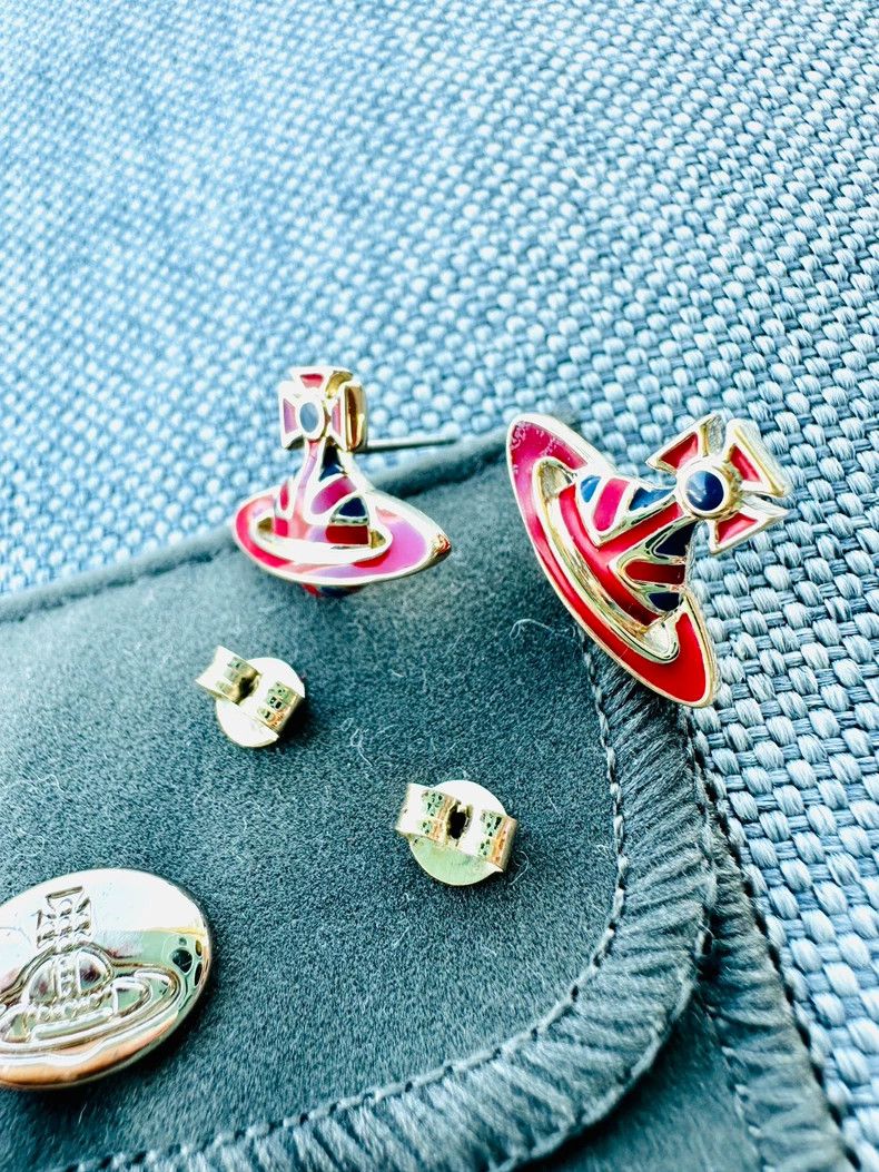 Vivienne Westwood Vivienne Westwood Enamel Saturn Earrings. Red and Blue Inl Size ONE SIZE - 3 Thumbnail