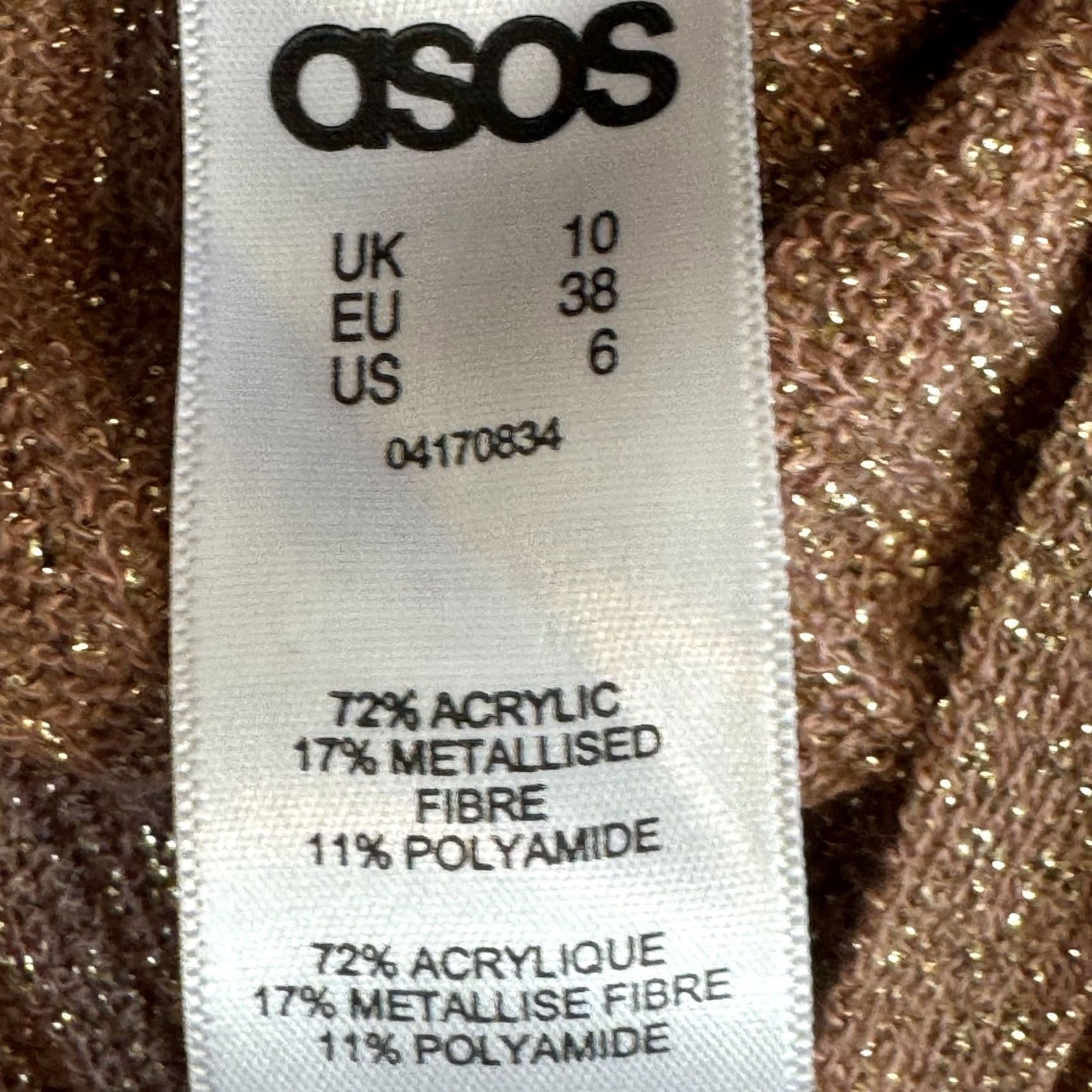 Asos ASOS Tunic Sweater Women’s 6 Brown Copper Sparkle Ribbed Pullover Acrylic W 317 Size M / US 6-8 / IT 42-44 - 7 Thumbnail
