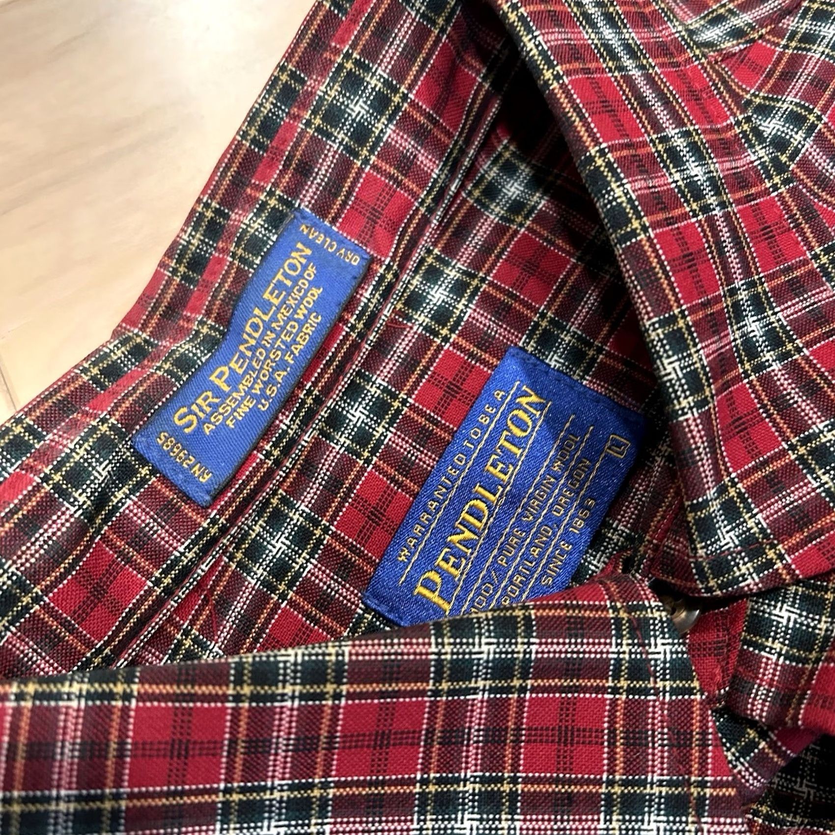 Pendleton VINTAGE Pendleton Button-Up Shirt Plaid Red Wool Long Sleeve- Men Large Size US L / EU 52-54 / 3 - 3 Thumbnail