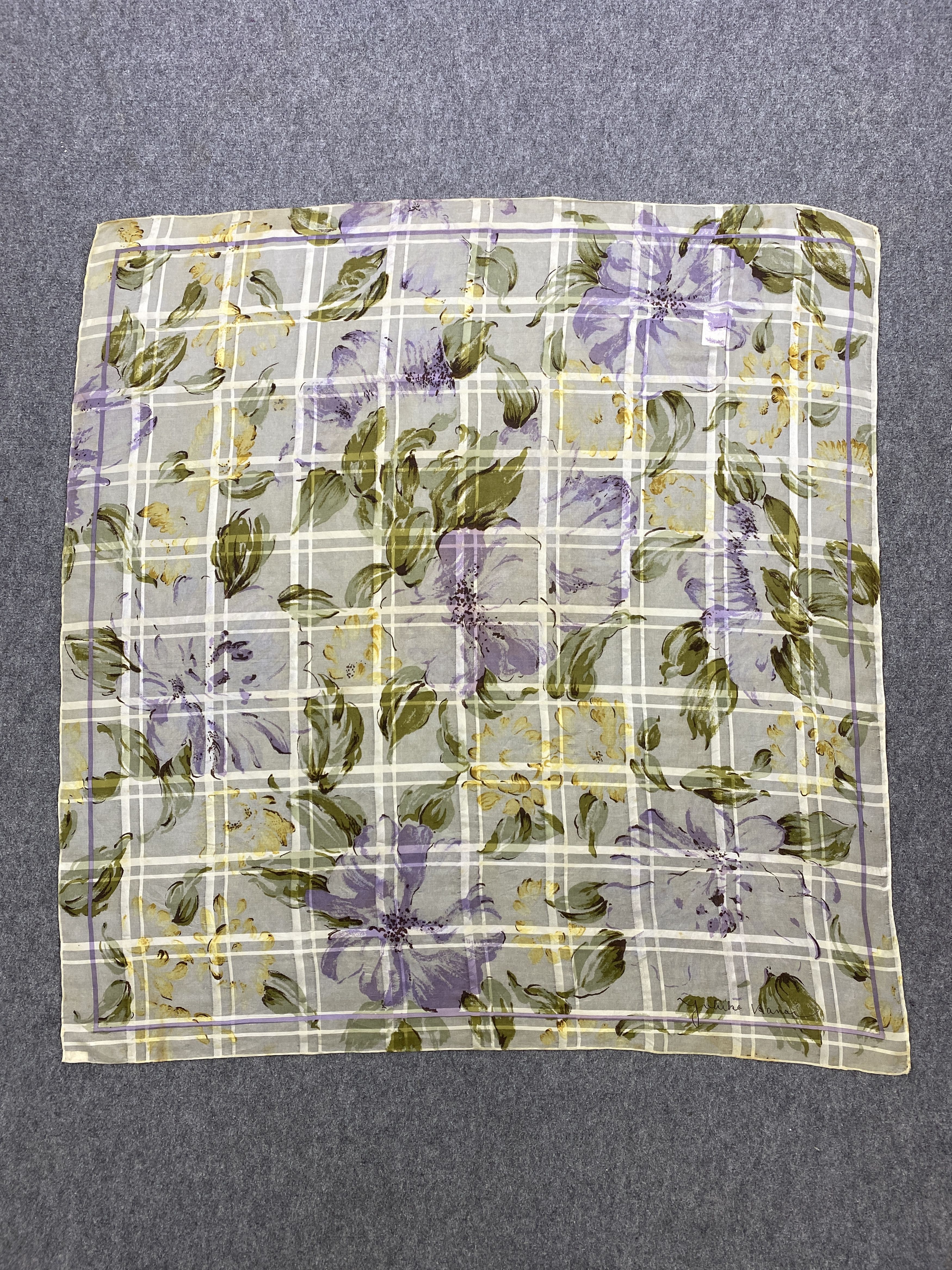 Japanese Brand Vintage Japanese Brand Floral Silk Scarf SN0158 Size ONE SIZE - 3 Thumbnail