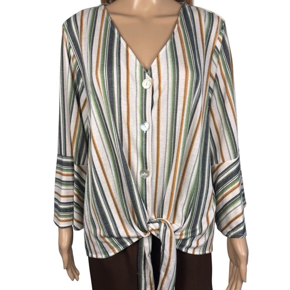 Other New Skye's The Limit Striped Tie Front Top Size 2X Size XXL / US 16-18 / IT 52-54 - 9 Thumbnail