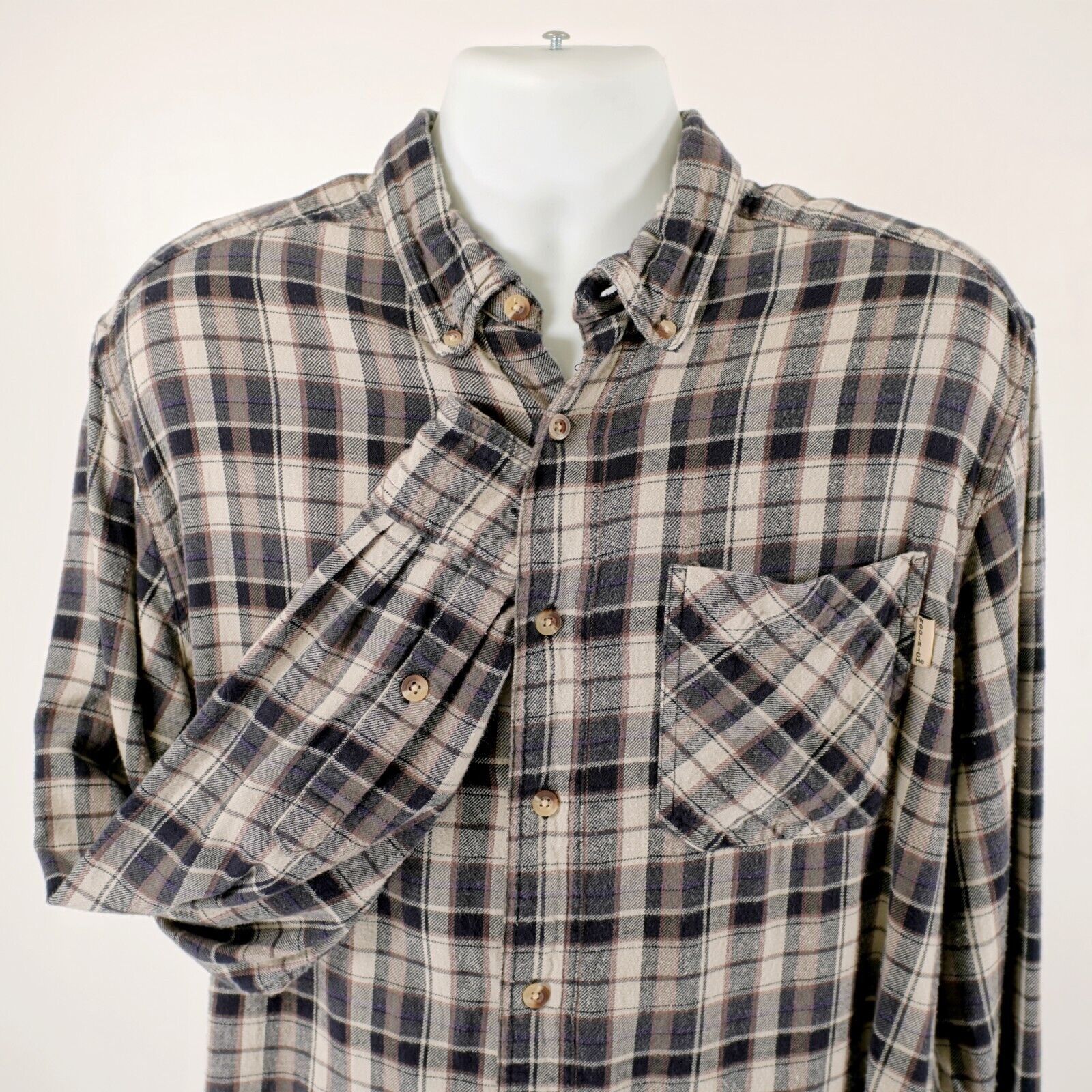 Woolrich Woolen Mills Woolrich Plaid Blue Tan Large Flannel Cotton Button Down Lon Size US L / EU 52-54 / 3 - 1 Thumbnail