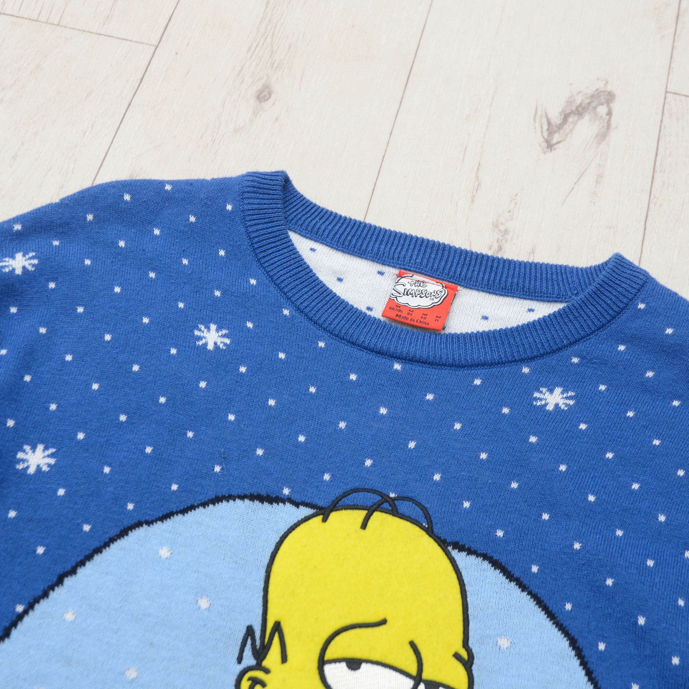 Cartoon Network The Simpsons Mr Plow Christmas Sweater Blue Geometric Jumper Size US M / EU 48-50 / 2 - 8 Thumbnail