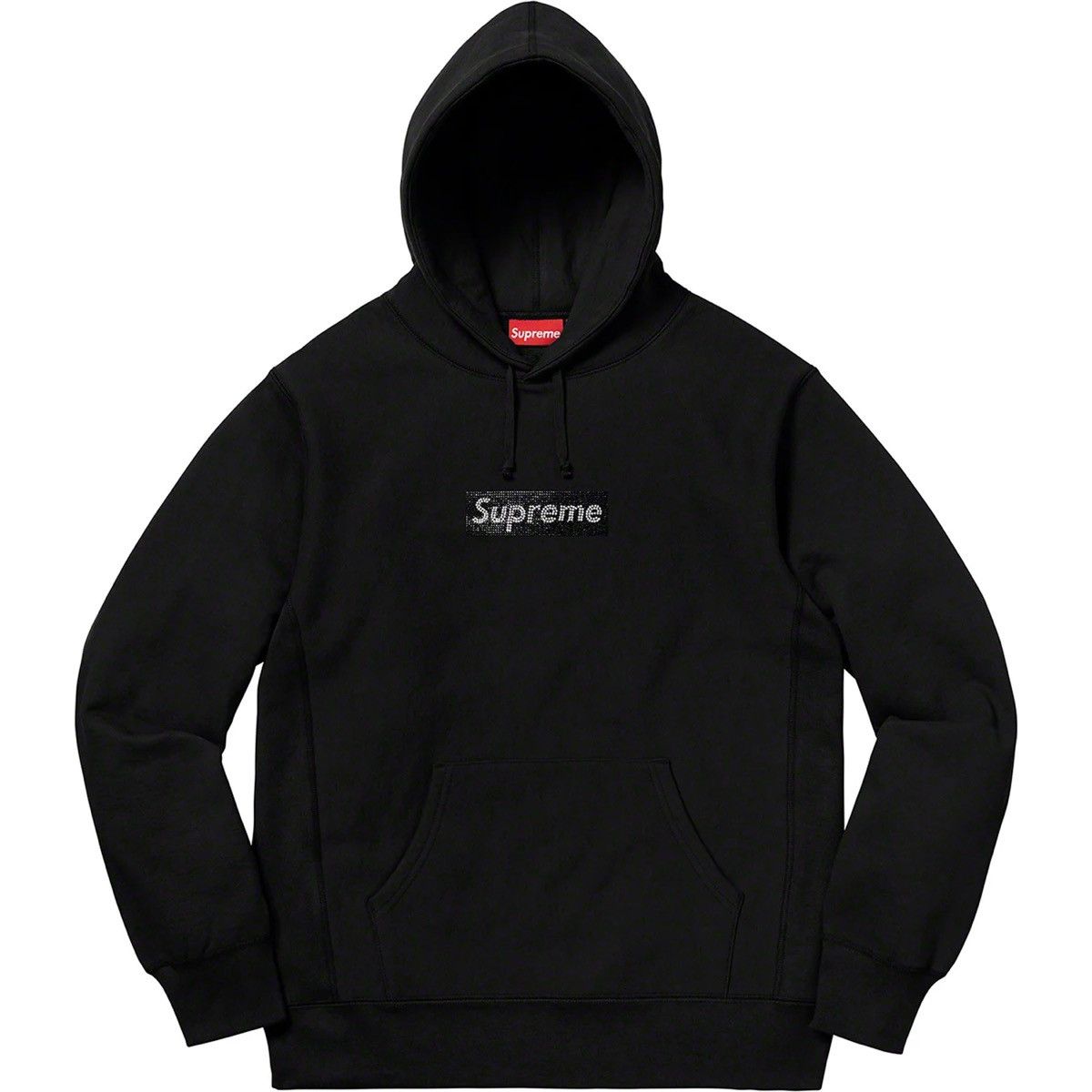 Black Supreme Swarovski Box Logo Hooded Sweatshirt