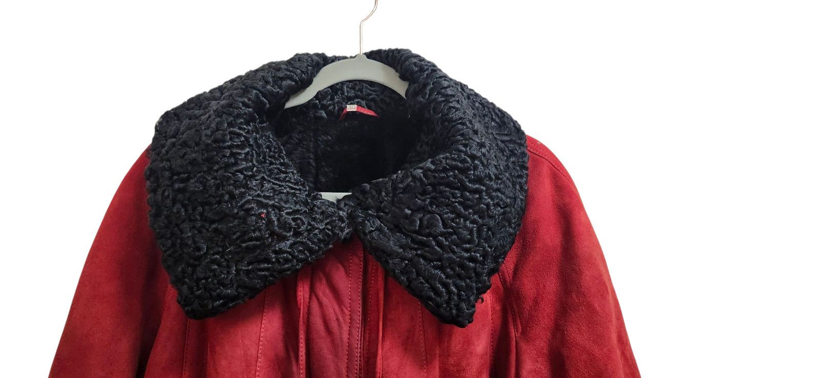 Other Vintage Suede Coat with Black Fur Trim Winter Jacket Size L / US 10 / IT 46 - 3 Thumbnail