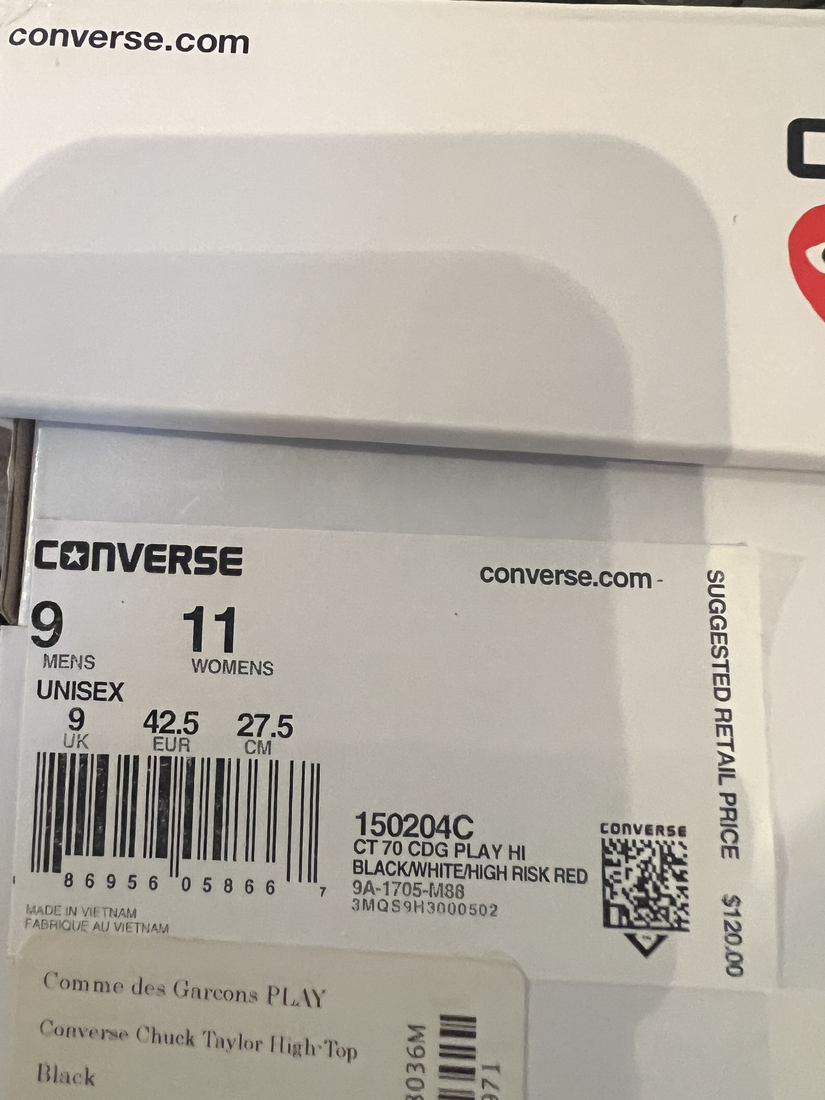 Comme des Garcons PLAY cdg play hi top converse sneakers Size US 9 / EU 42 - 5 Thumbnail