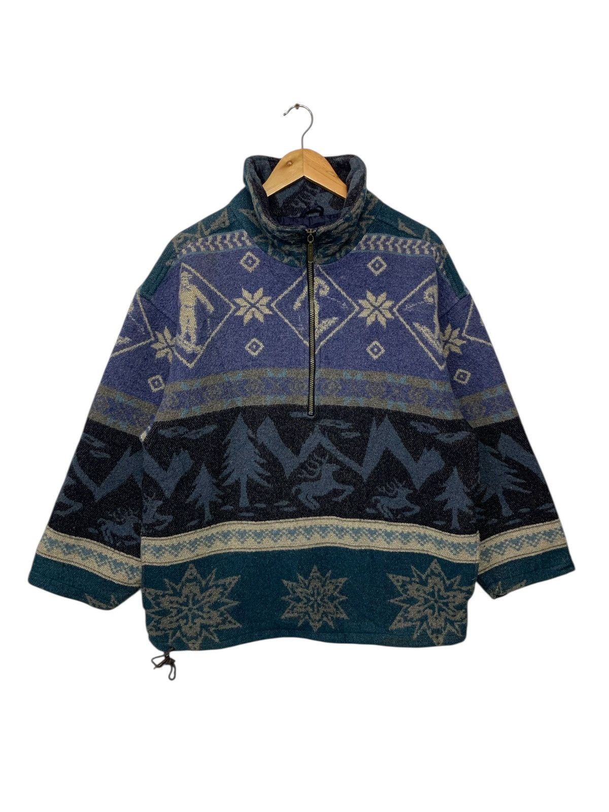 L.L. Bean Vintage LL.Bean Wool Half Zipper Navajo Ski Wear Jacket Size US M / EU 48-50 / 2 - 1 Thumbnail