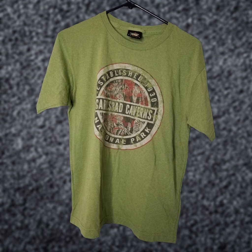 Vintage VINTAGE Carlsbad Caverns National Park New Mexico Graphic Tee T Shirt Mens M Green 90s Shirt Size US M / EU 48-50 / 2 - 1 Thumbnail
