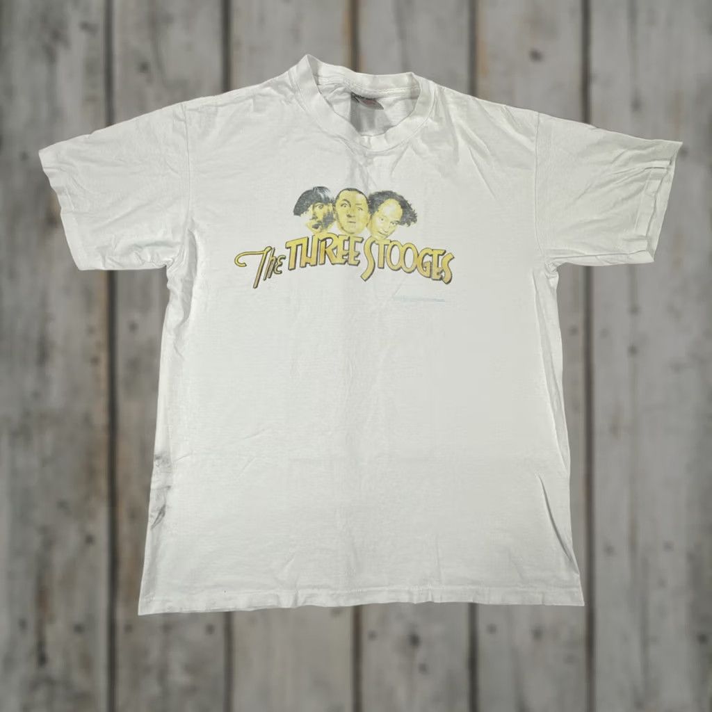 Vintage VINTAGE Oneita T-Shirt Stoogies 90s White Crew Neck Short Sleeve 3 Graphic Print Mens Size US M / EU 48-50 / 2 - 1 Thumbnail