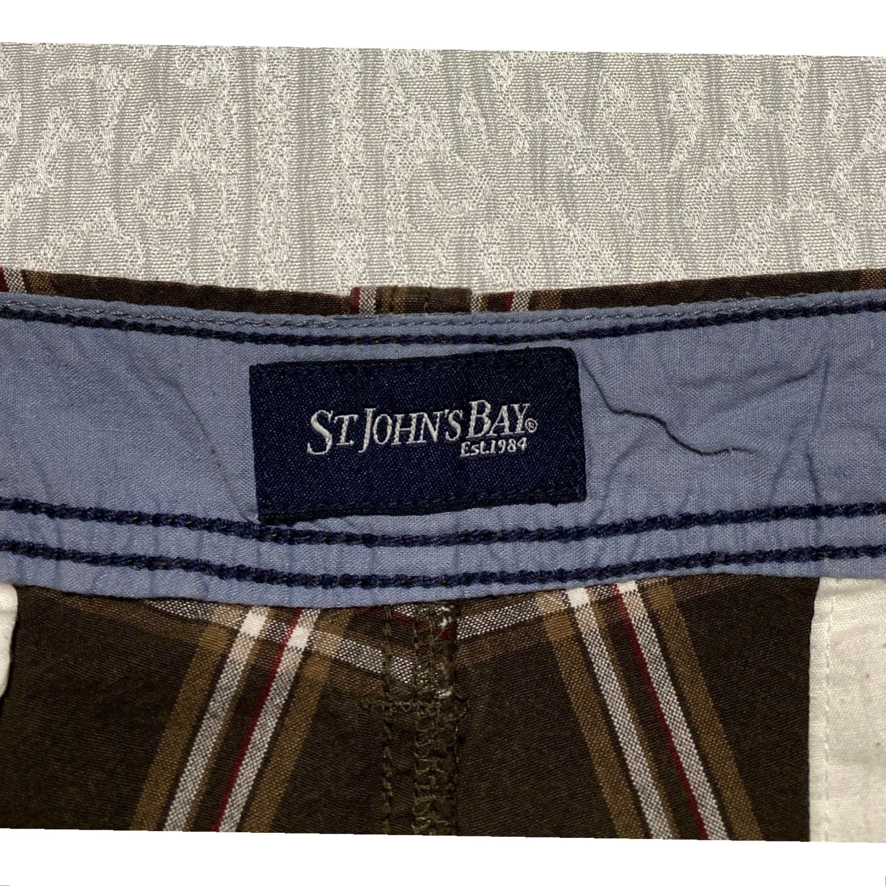 Vintage St Johns Bay Mens Cargo Shorts Plaid Brown Cotton Casual Size 38 Size US 38 / EU 54 - 4 Thumbnail