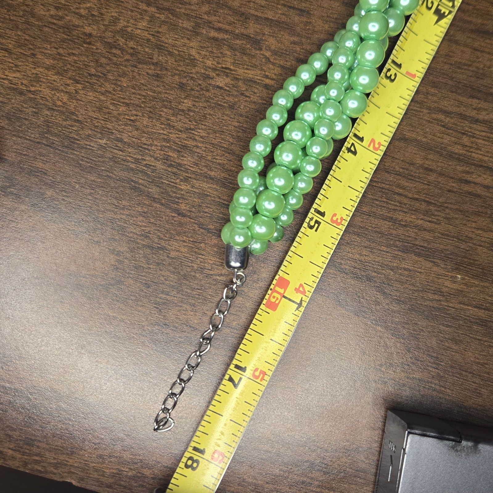 Vintage Vintage Triple Strand Green Faux Pearl Statement Necklace Size ONE SIZE - 6 Thumbnail