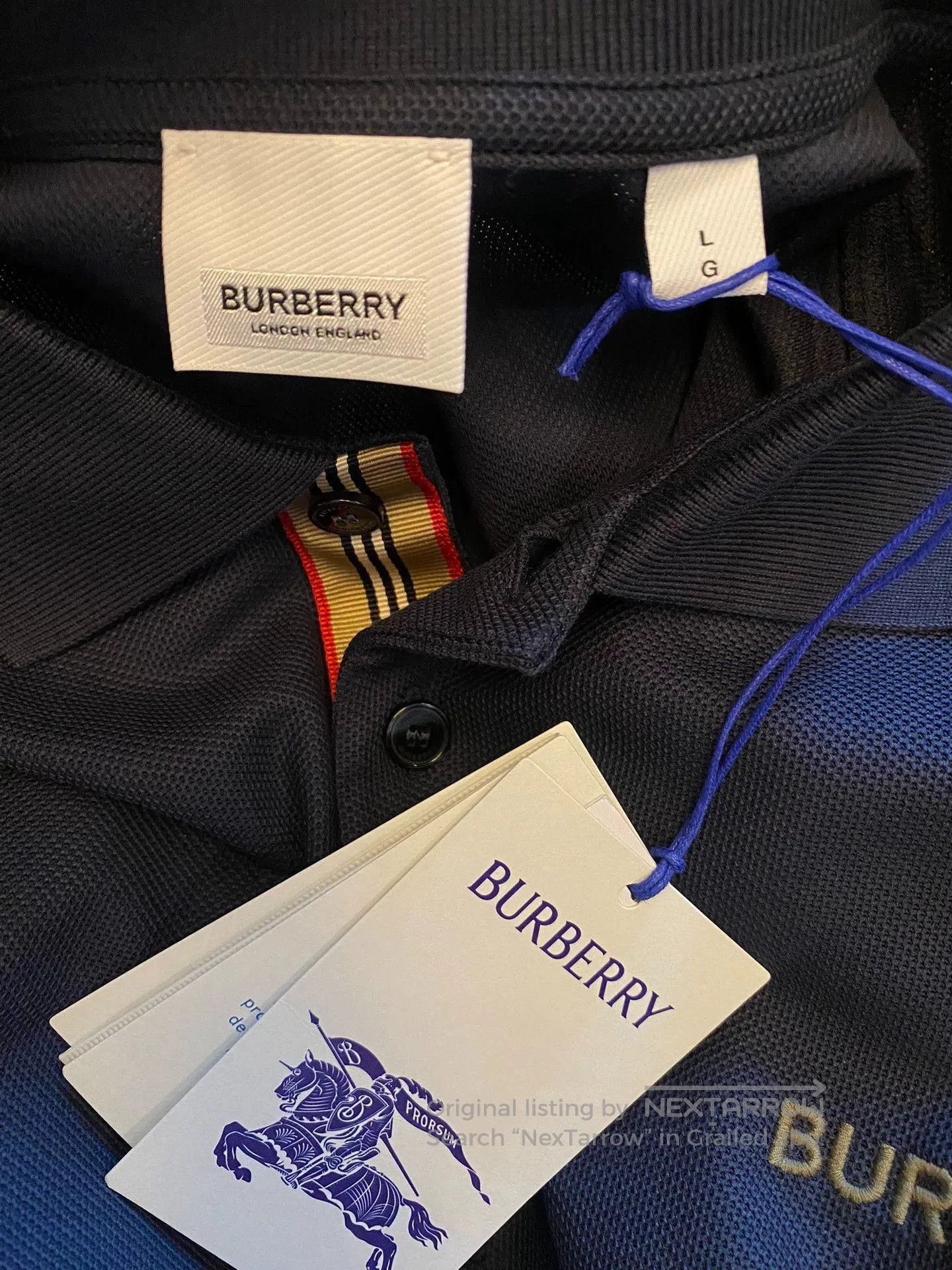 Burberry Blue Short Sleeve Polo Shirt . Size US L / EU 52-54 / 3 - 6 Thumbnail