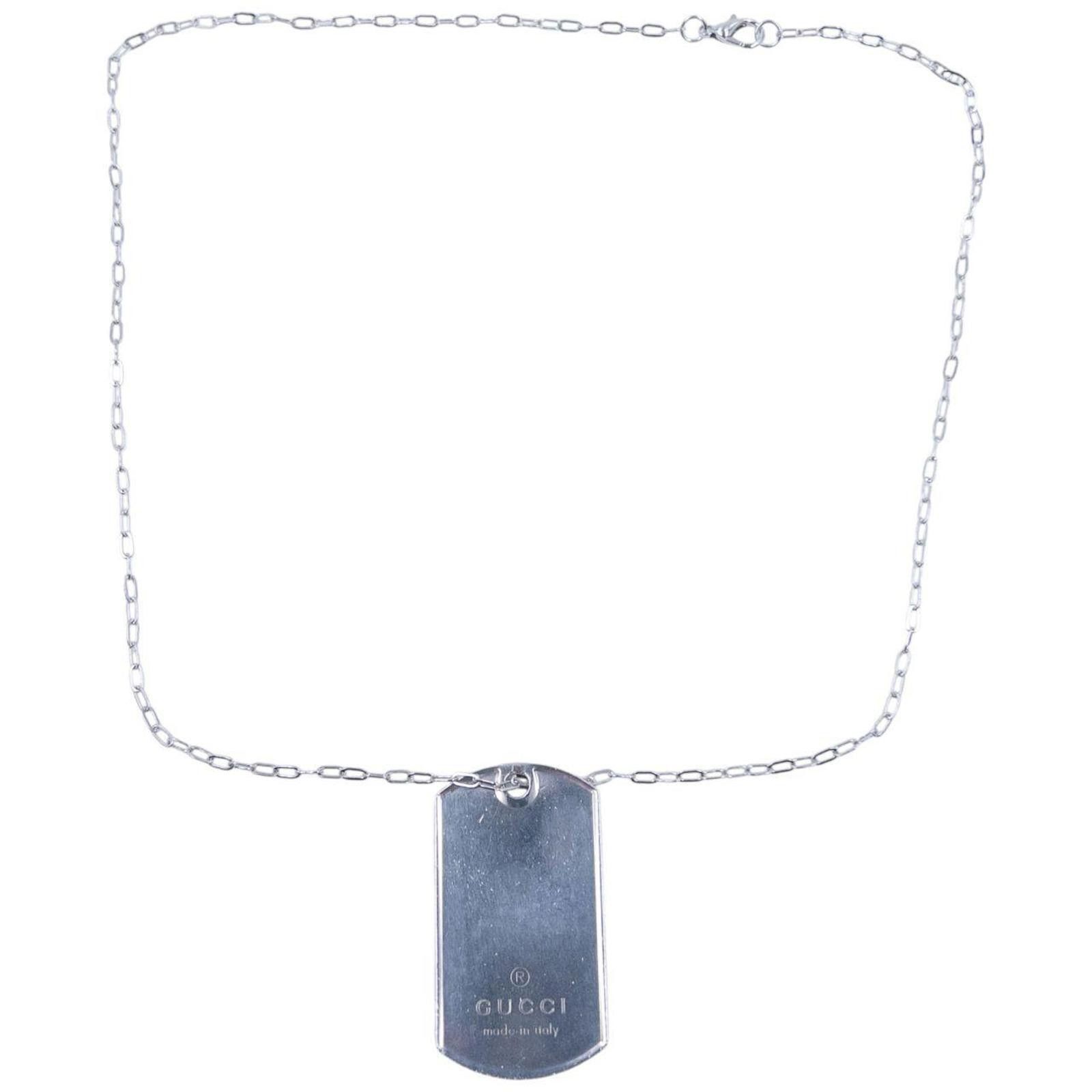Gucci Vintage 2000s Gucci Embossed Dog Tag Necklace Size ONE SIZE - 5 Thumbnail