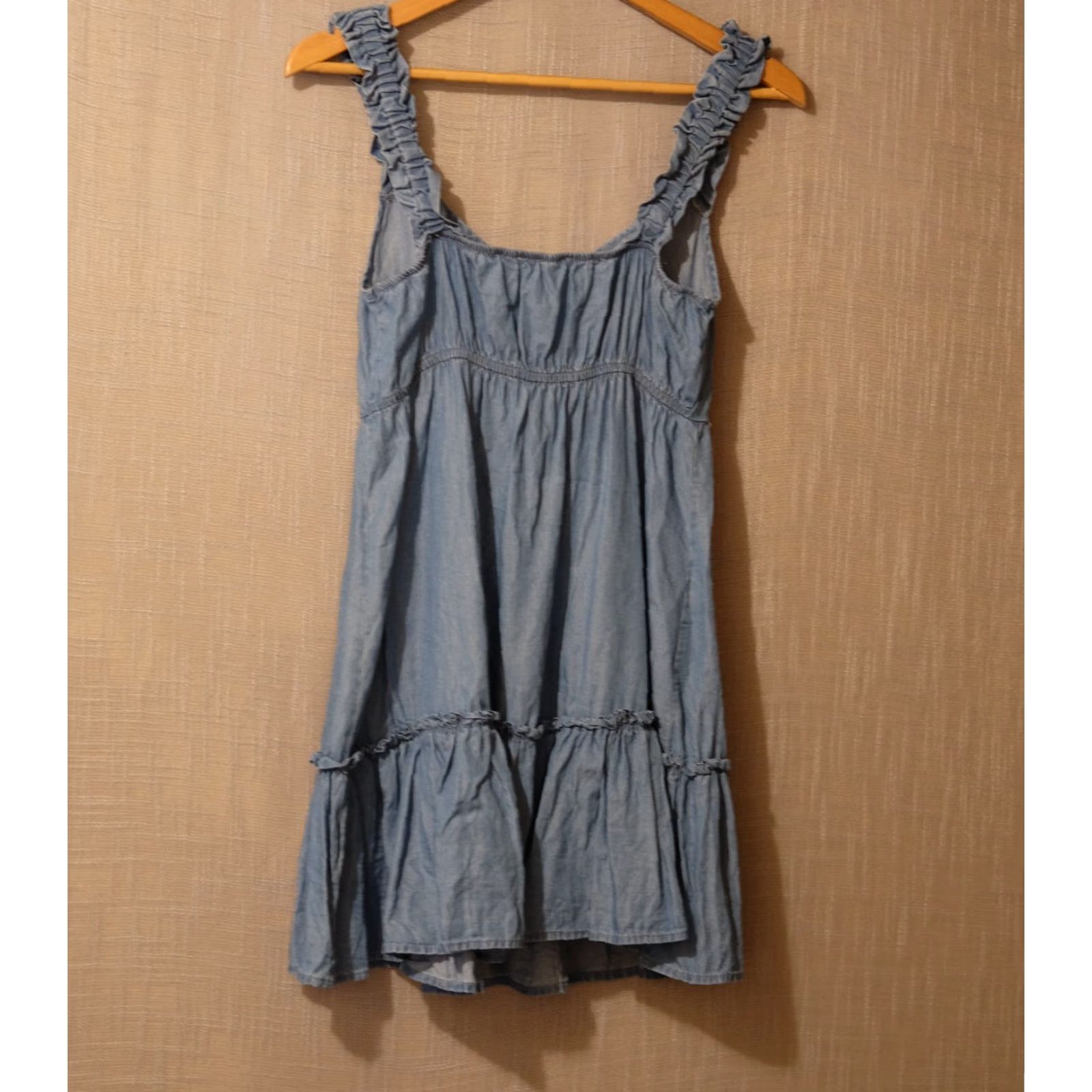Vintage EUC Blu Pepper Kellie Chambray Mini Dress Blue Tiered Womens Size M #A1-109 Size M / US 6-8 / IT 42-44 - 4 Thumbnail