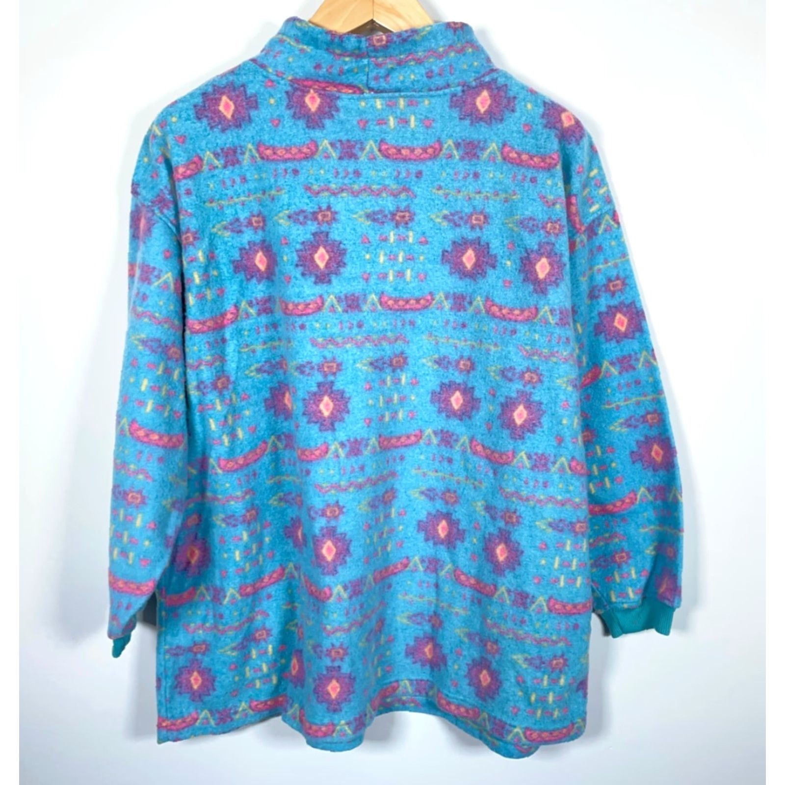 Vintage VINTAGE Eve Aztec Pattern Fleece Jacket Womens 3X Light Blue Geometric Southwestern Size XXL / US 16-18 / IT 52-54 - 2 Thumbnail
